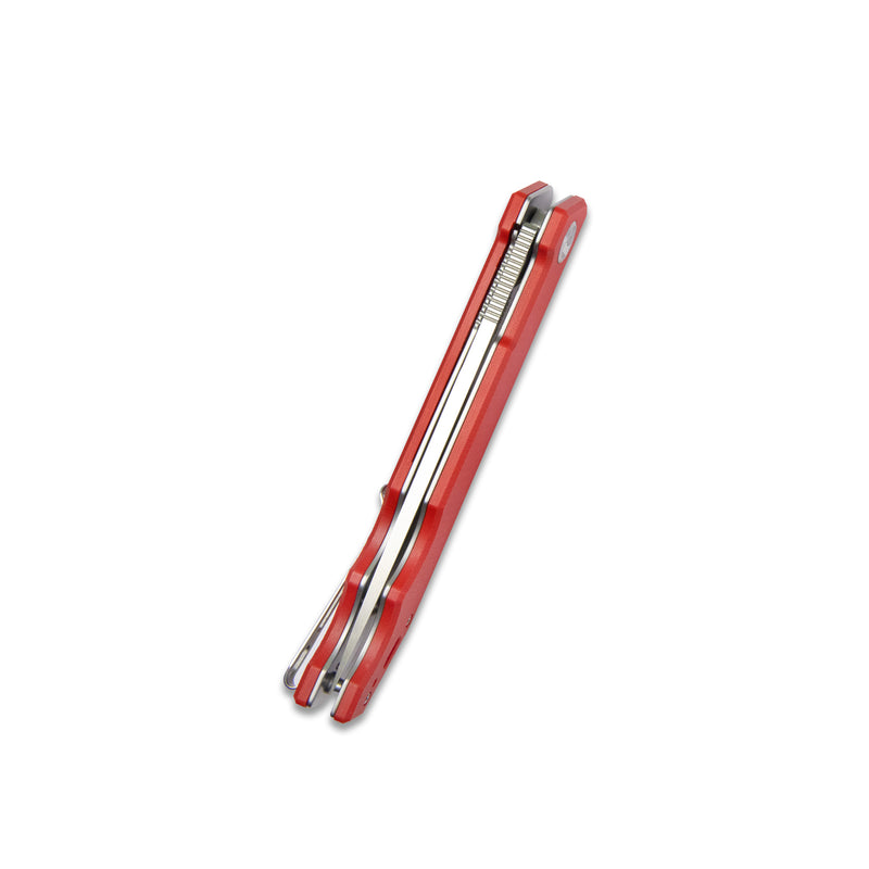 Pylades Liner Lock Flipper Folding Knife Red Handle 4.65" Satin AUS-10 KU253F