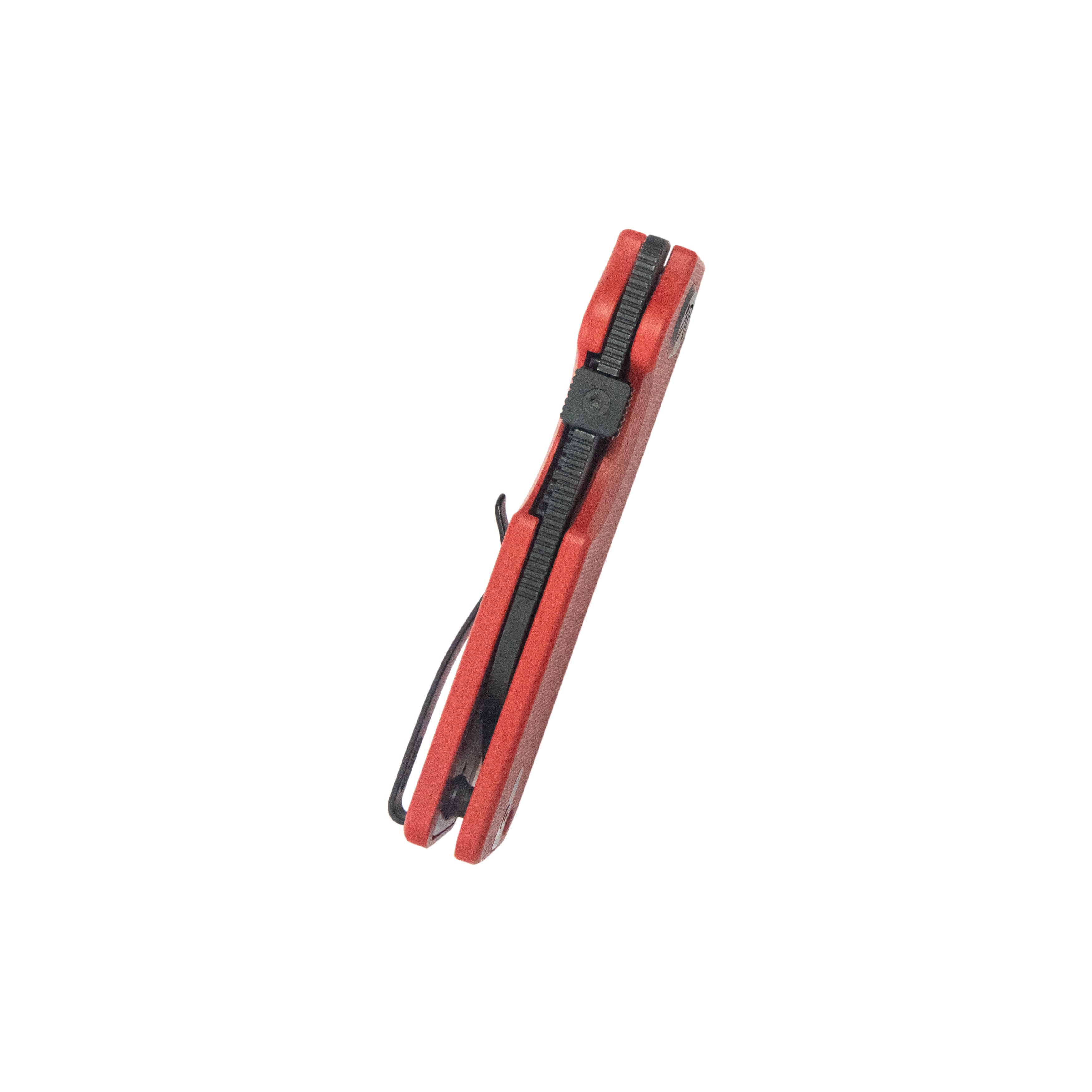 Boxer Liner Lock Flipper Folding Knife Red G10 Handle 3.1" Blackwash 14C28N KU407D