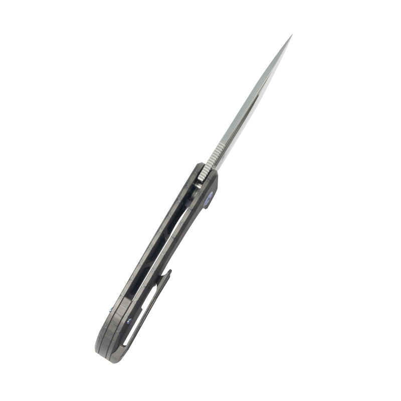 Hyperion Frame Lock Flipper Knife Flame Titanium Handle w/ Micro Milling Lines 3.5" Sandblast CPM-S35VN KB368I