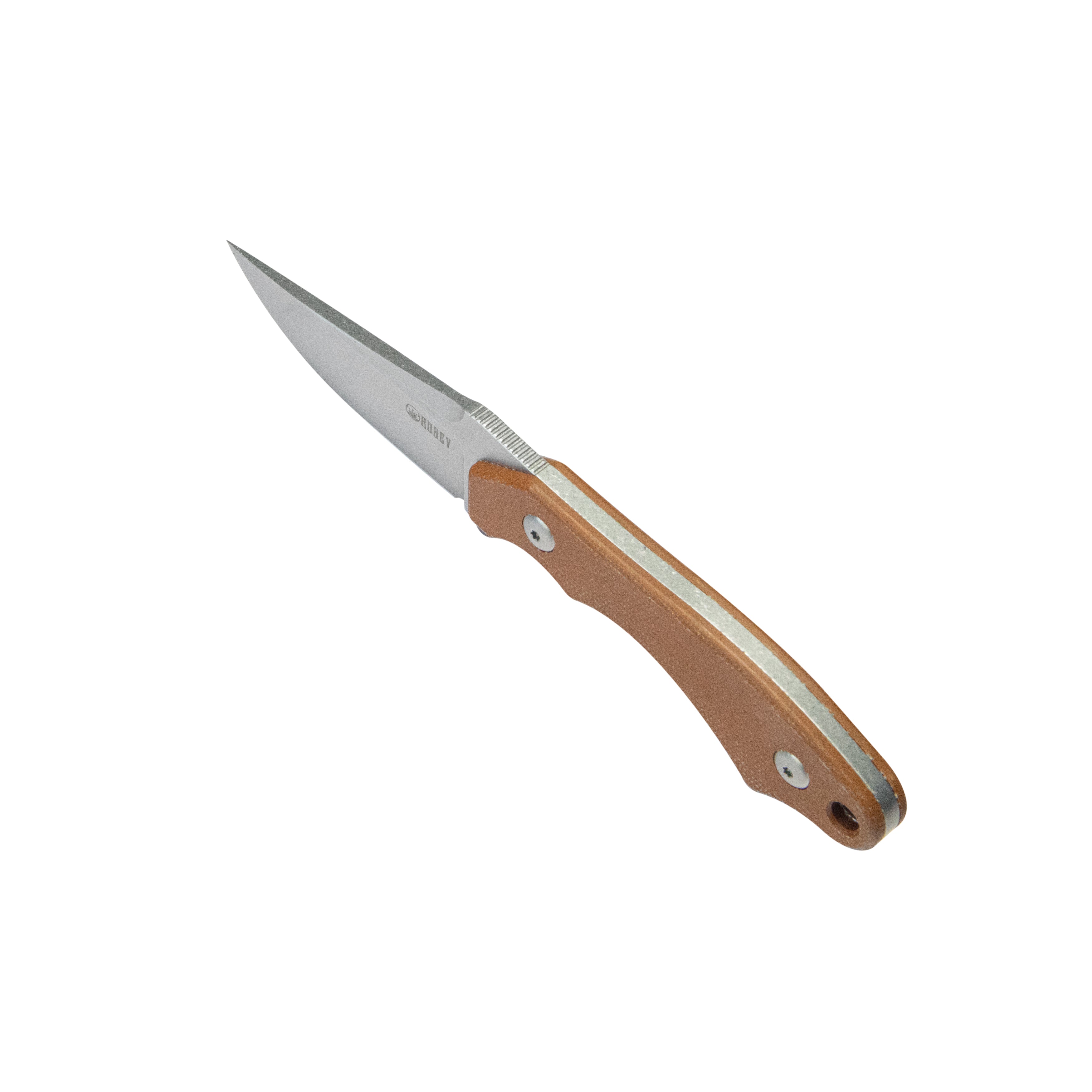 TLB II Clip Point EDC Fixed Blade Knife Brown Micarta 4" Beadblast 14C28N with Kydex Sheath KU468C