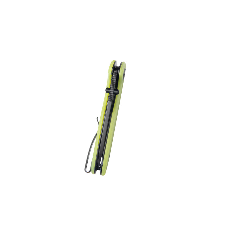 Belus Thumb Stud Everyday Carry Pocket Knife Translucent Yellow G10 Handle 2.95" Blackwashed AUS-10 Blade KU342G