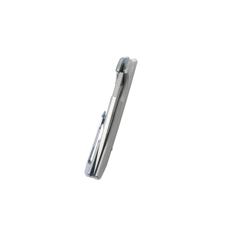 Hyperion Frame Lock Flipper Knife Grey Titanium Handle w/ Micro Milling Lines 3.5" Sandblast CPM-S35VN KB368G