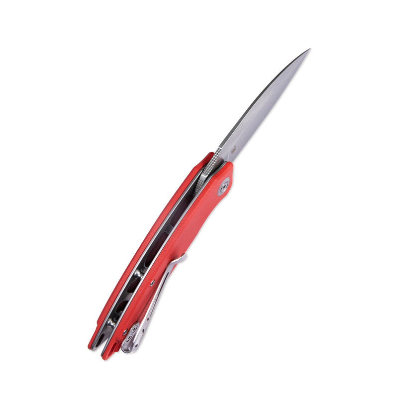 Leaf Liner Lock Front Flipper Folding Knife Red G10 Handle 2.99" Bead Blasted AUS-10 KU333F