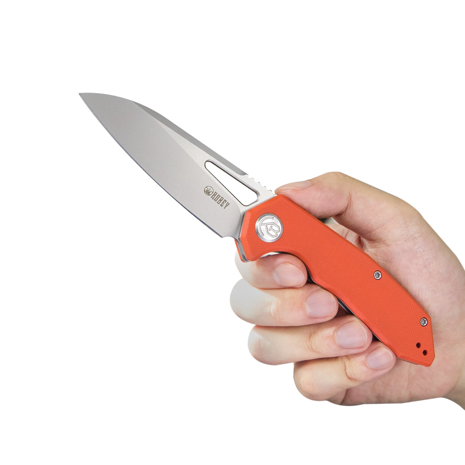 Kubey Vagrant Klappmesser Liner Lock Folding Knife Orange G10 Handle (3.1" Sandblast AUS-10) KU291D