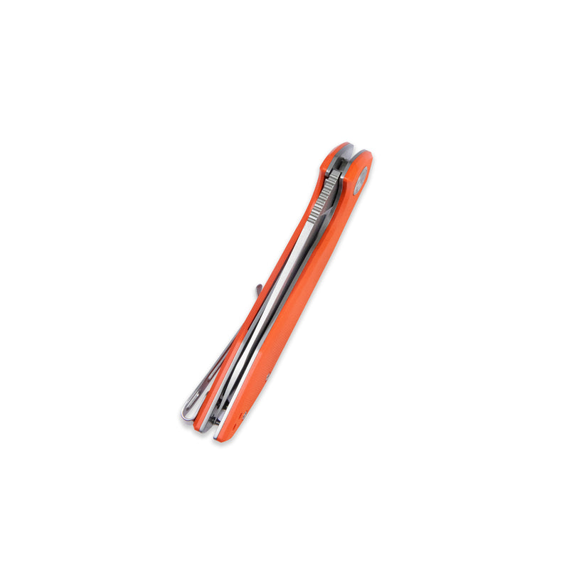 Nova Liner Lock Flipper Folding Pocket Knife Orange G10 Handle Beadblasted D2 KU117H