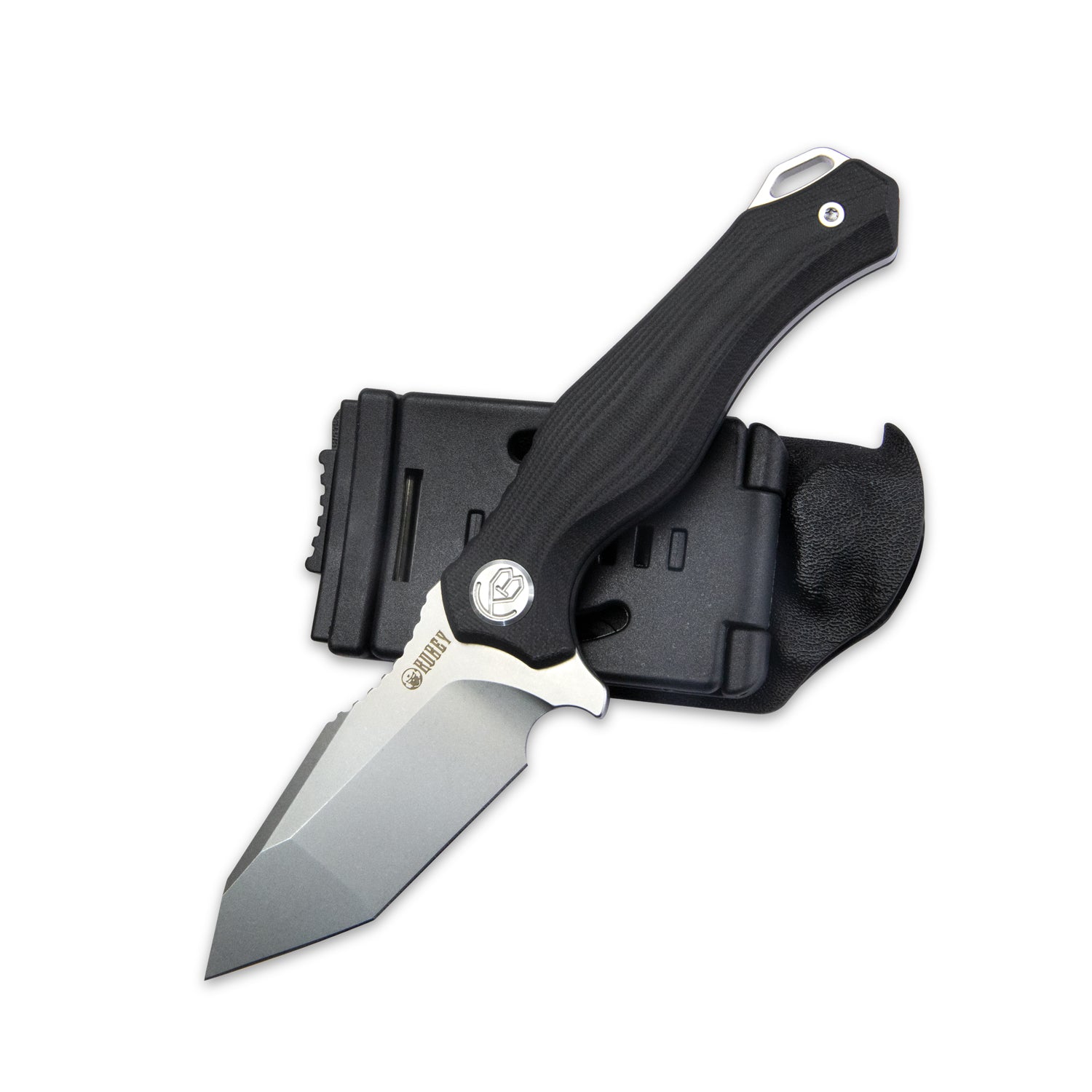 Kubey Golf Klappmesser  EDC Fixed Blade Knife Black G-10 Handle 3.07" Beadblasted AUS-10 with Kydex Sheath KU230C