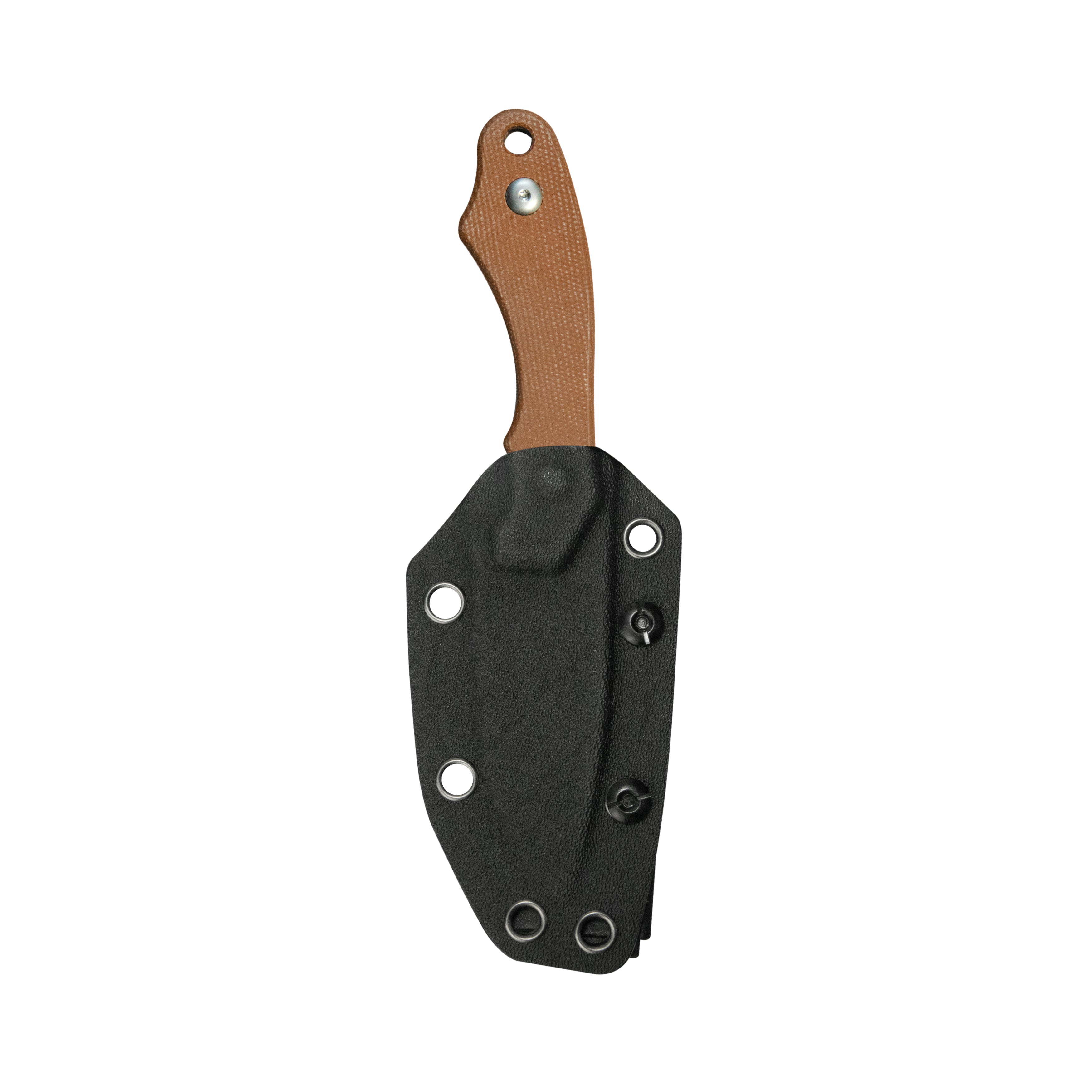 TLB EDC Fixed Blade Knife Brown Micarta 4" Beadblast 14C28N with Kydex Sheath KU467C