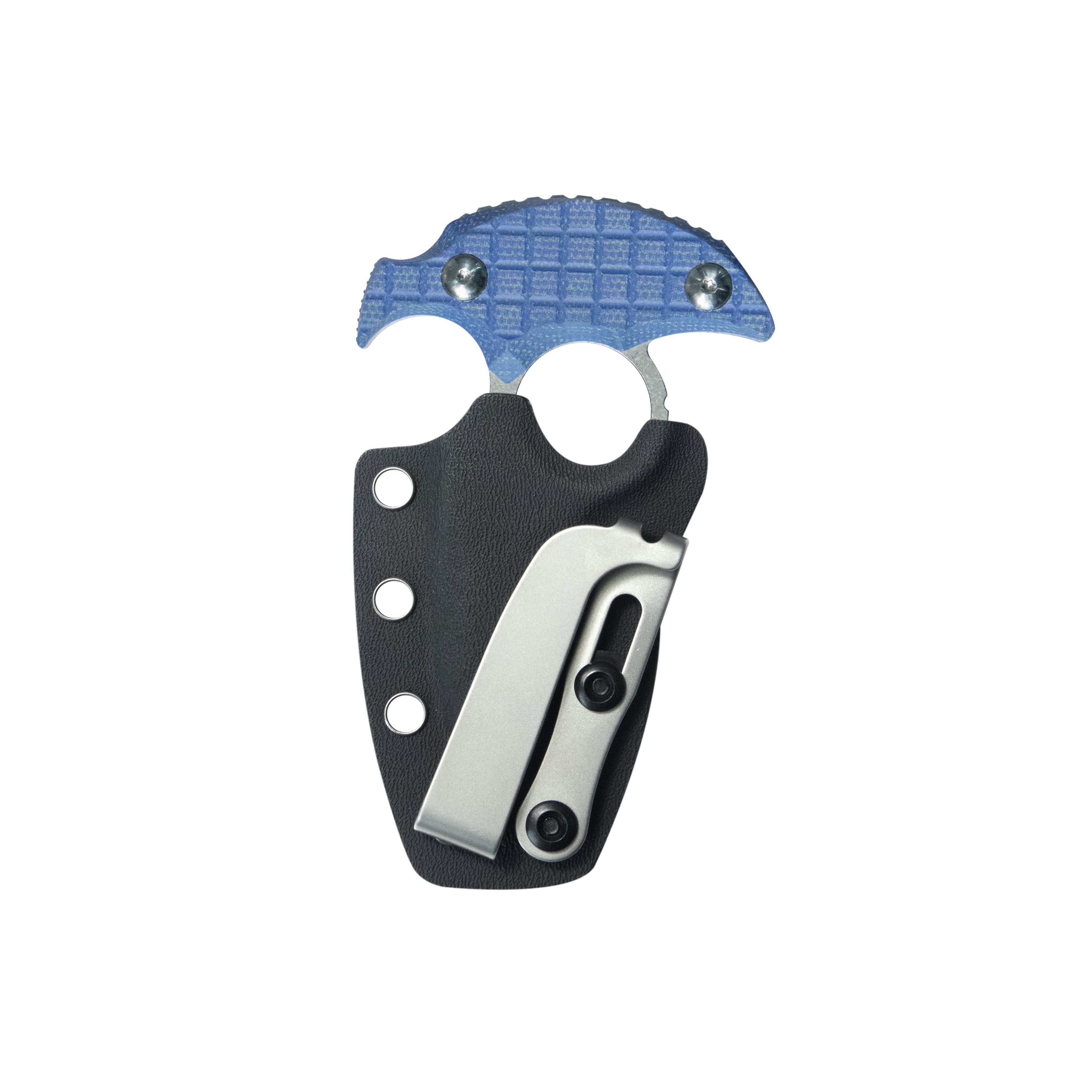 Kubey Cavy Fixed Blade Knife Blue Micarta Handle 2.01'' Stonewash 14C28N Blade KU403D