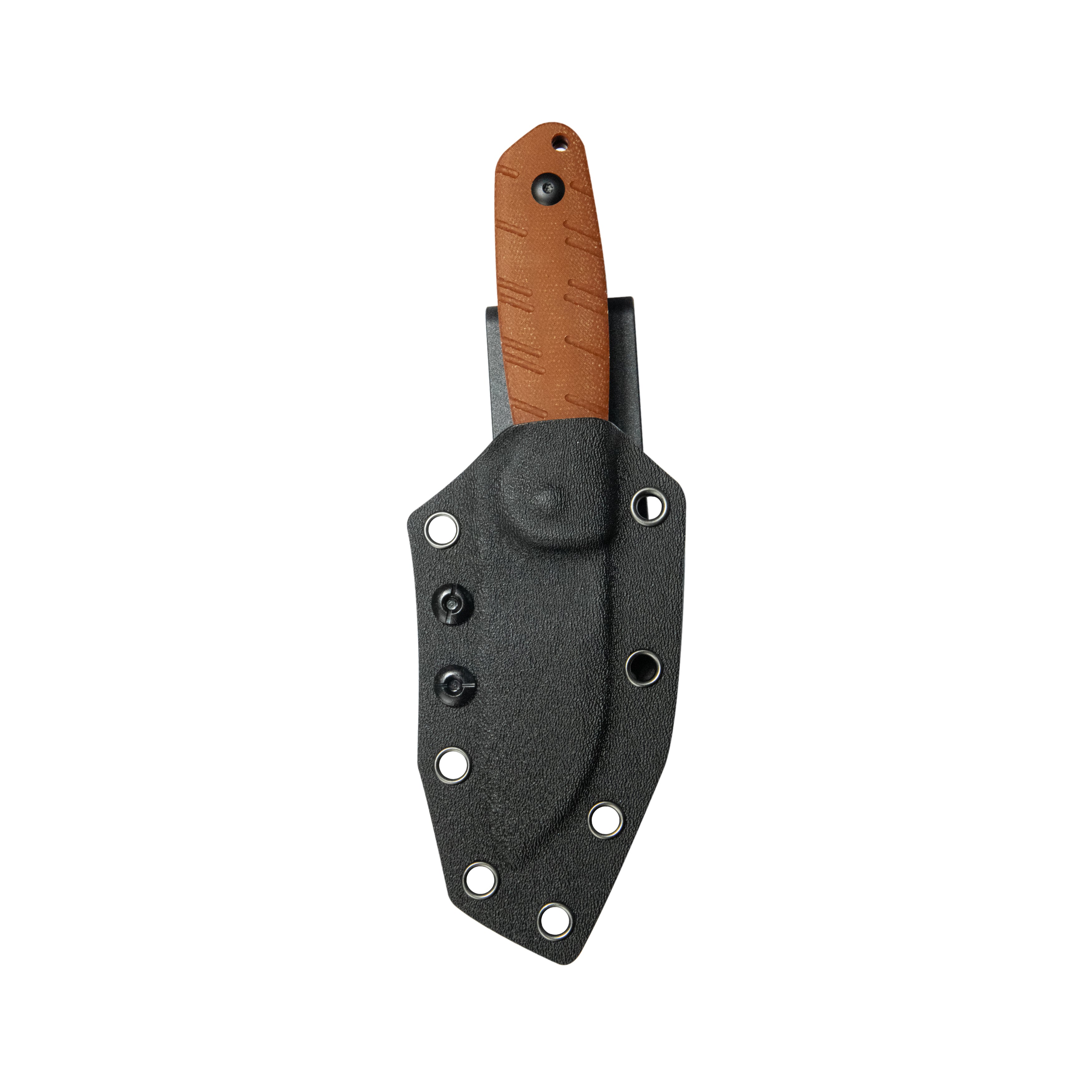 Kubey Microburst Fixed Blade Knife Brown Micarta Handle 2.95" Blackwash 14C28N Blade KU455D