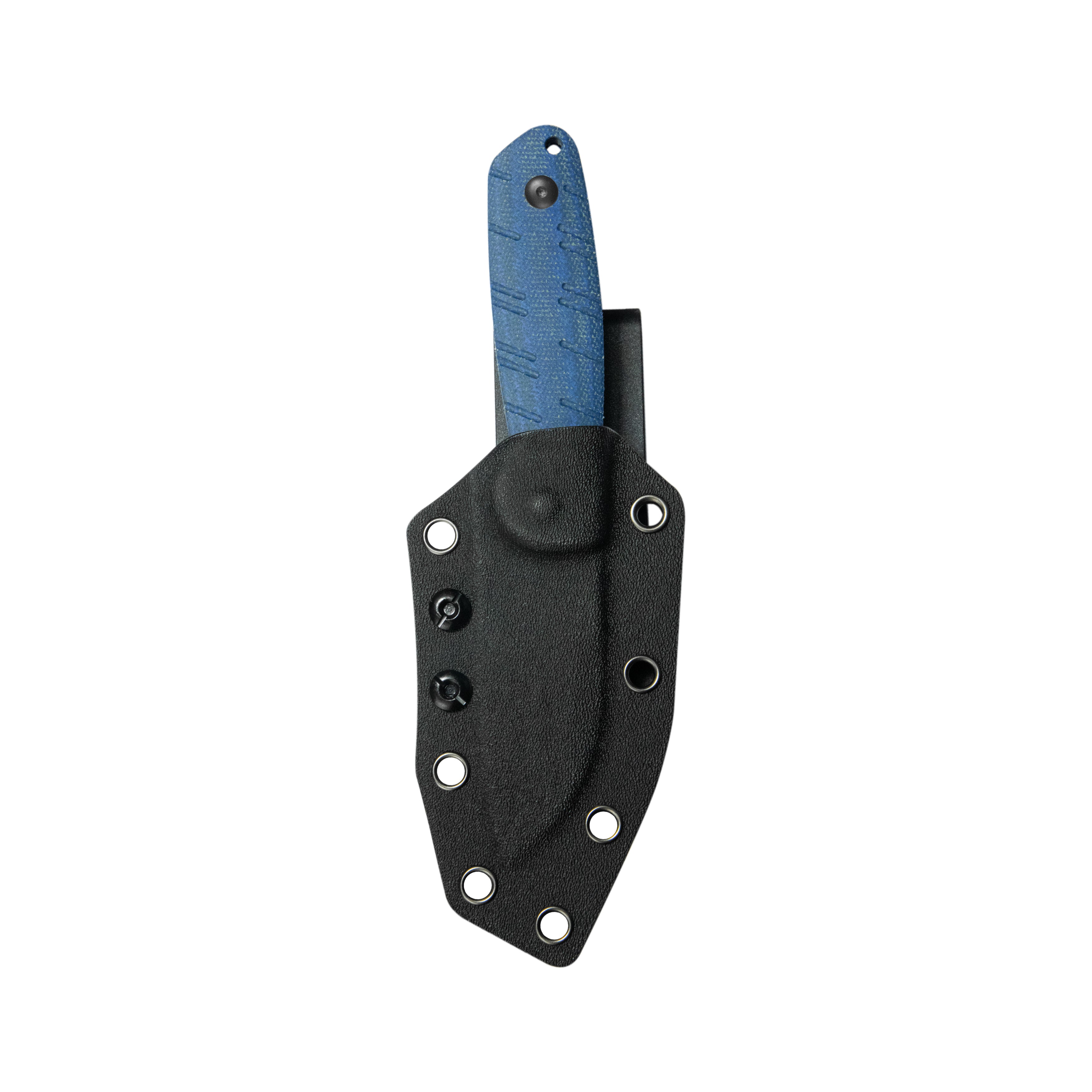 Kubey Microburst Fixed Blade Knife Blue Micarta Handle 2.95" Blackwash 14C28N Blade KU455C