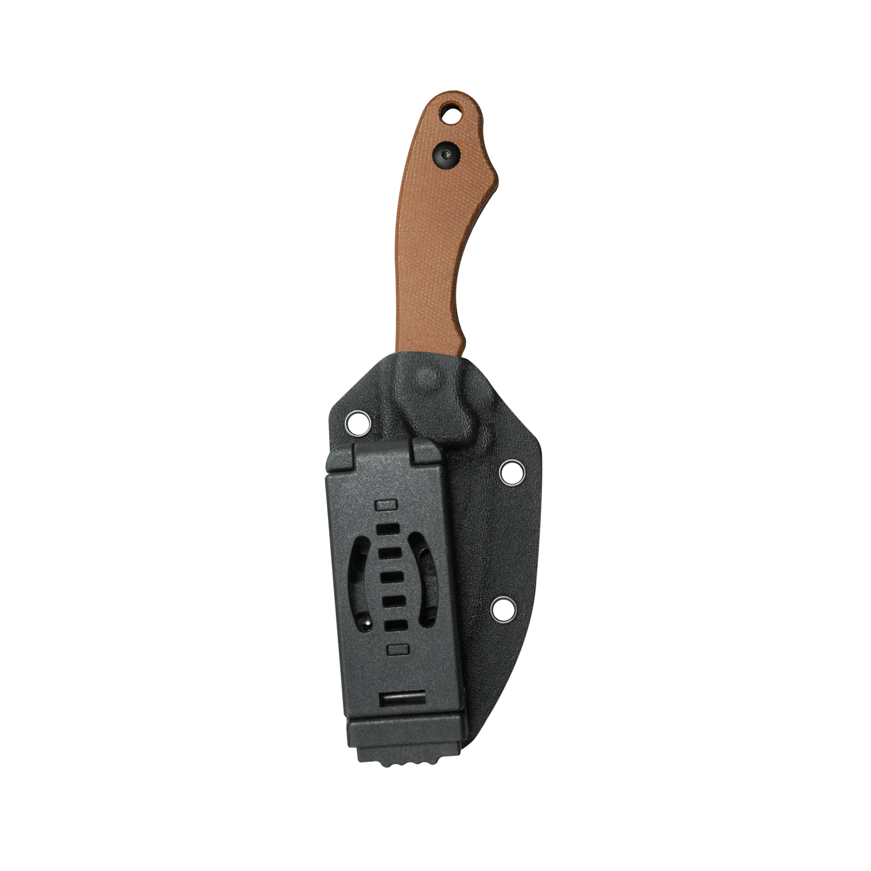 TLB EDC Fixed Blade Knife Brown Micarta 4" Blackwash 14C28N with Kydex Sheath KU467D