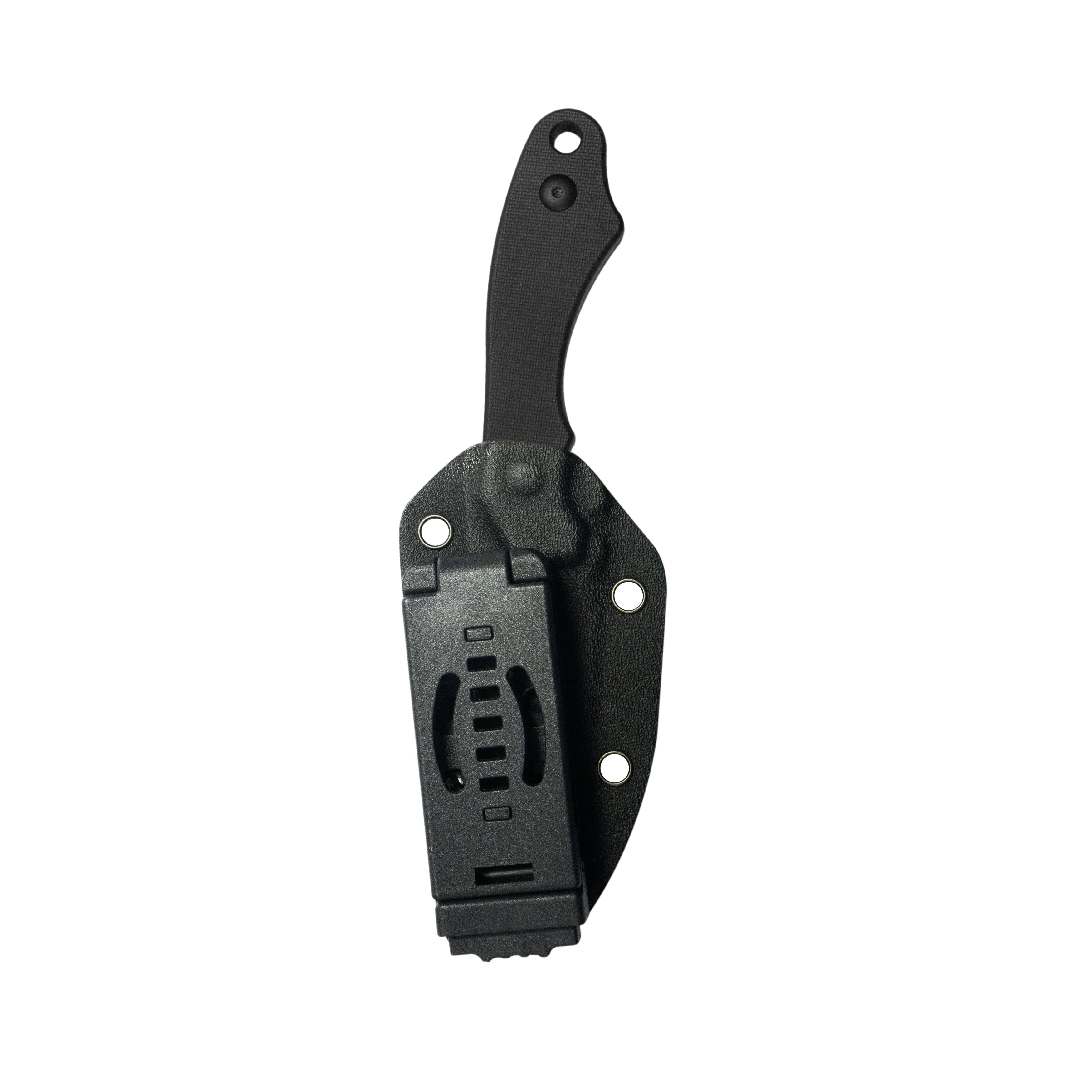 TLB II Clip Point EDC Fixed Blade Knife Black G10 4" Blackwash 14C28N with Kydex Sheath KU468B