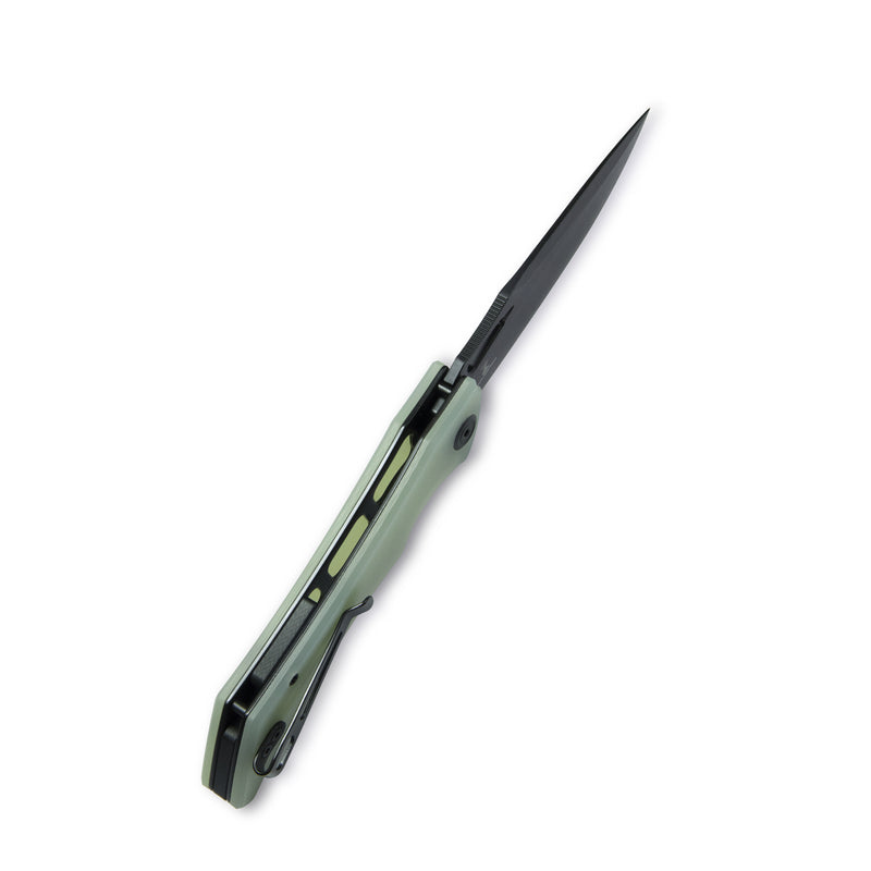 Raven Liner Lock Flipper Knife Jade G10 Handle 3.5" Dark Stonewashed AUS-10 KB245G