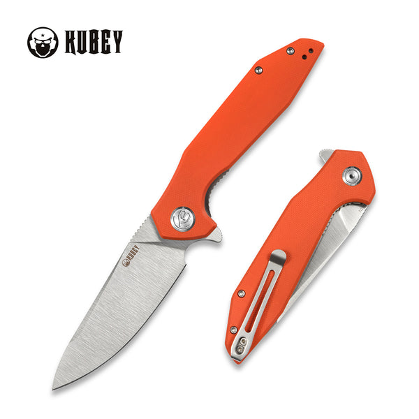 Nova Liner Lock Flipper Folding Pocket Knife Orange G10 Handle Satin D2 KU117D
