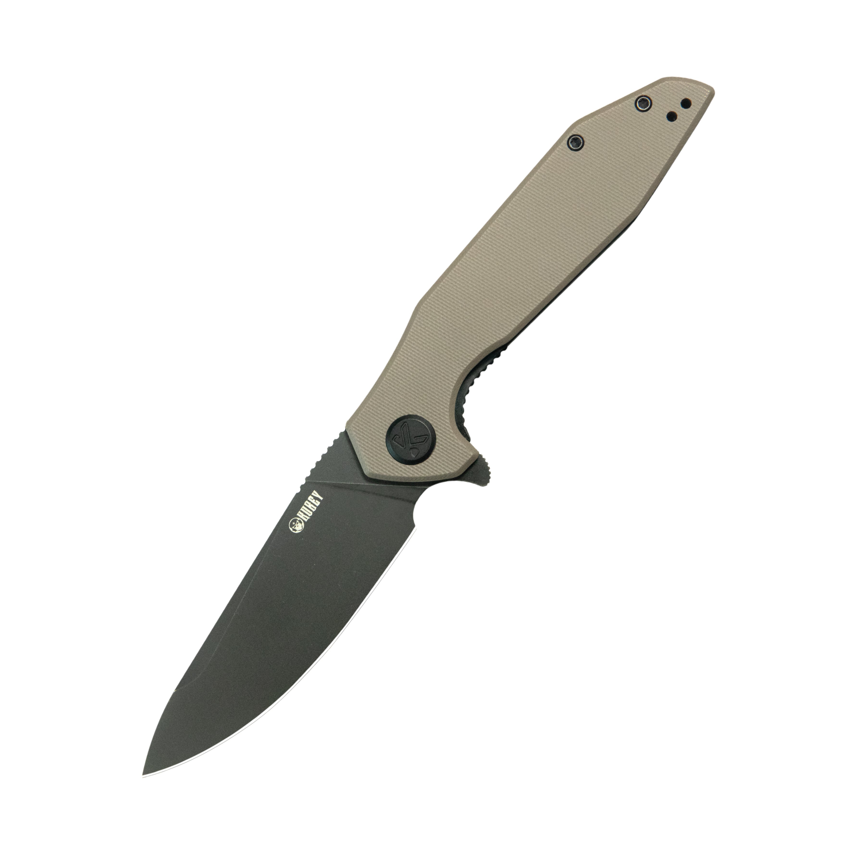 Kubey Nova Liner Lock Flipper Folding Pocket Knife Beige G-10 Handle Satin 14C28N KU117P
