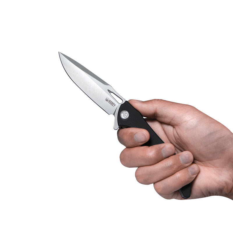 Raven Liner Lock Flipper Knife Black G10 Handle 3.5" Bead Blasted AUS-10 KB245D