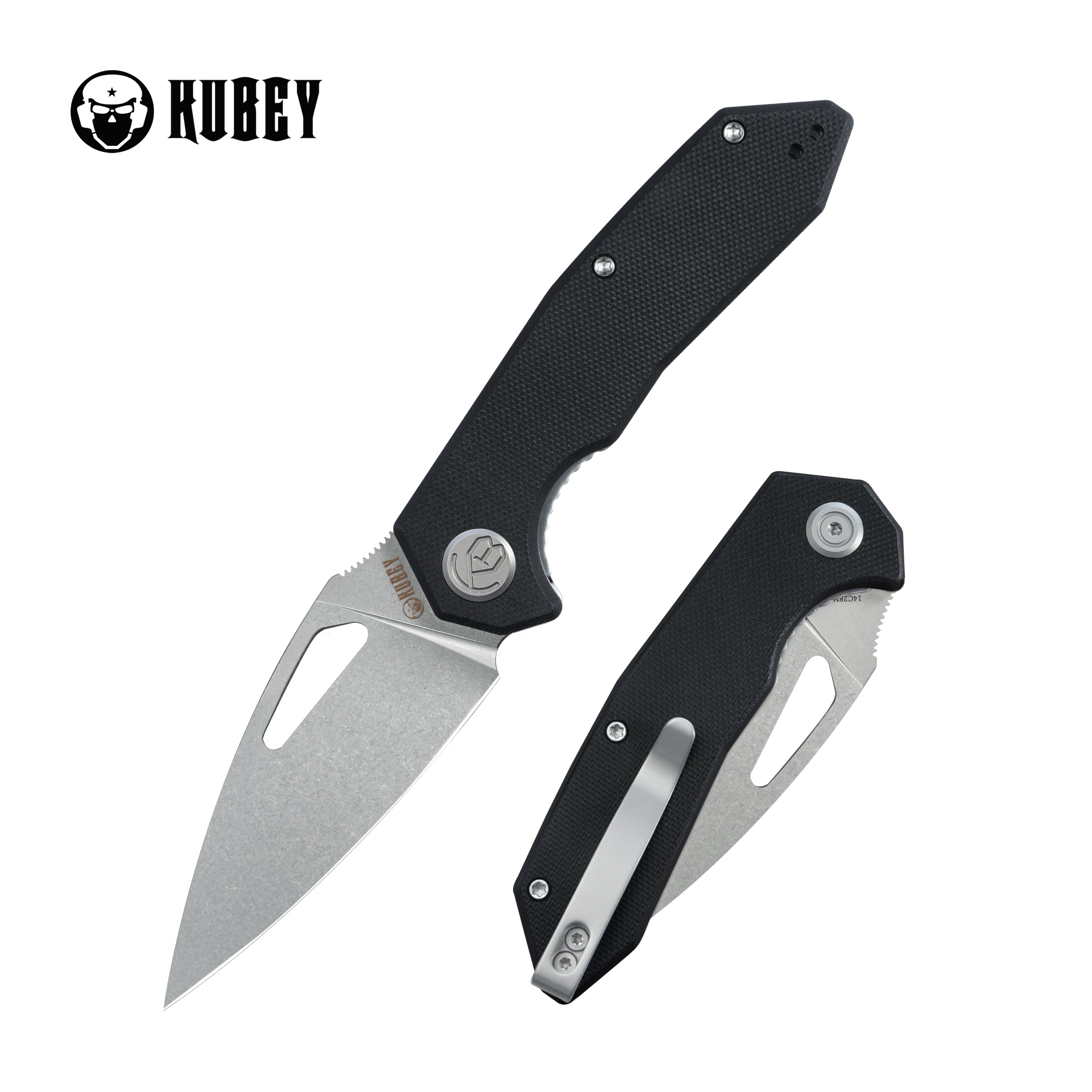 Coeus Liner Lock Thumb Open Folding Knife Black G10 Handle EDC knives 3.11" Stonewash 14C28N KU122U