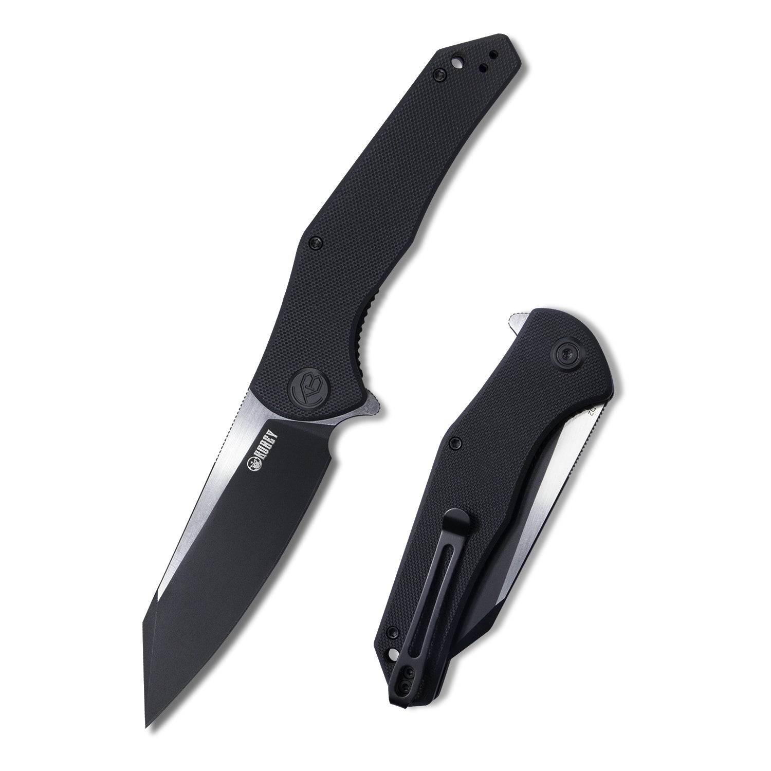 Flash Liner Lock Flipper Folding Knife Black G10 Handle 3.82" Brush and Black Coating D2 KU158C