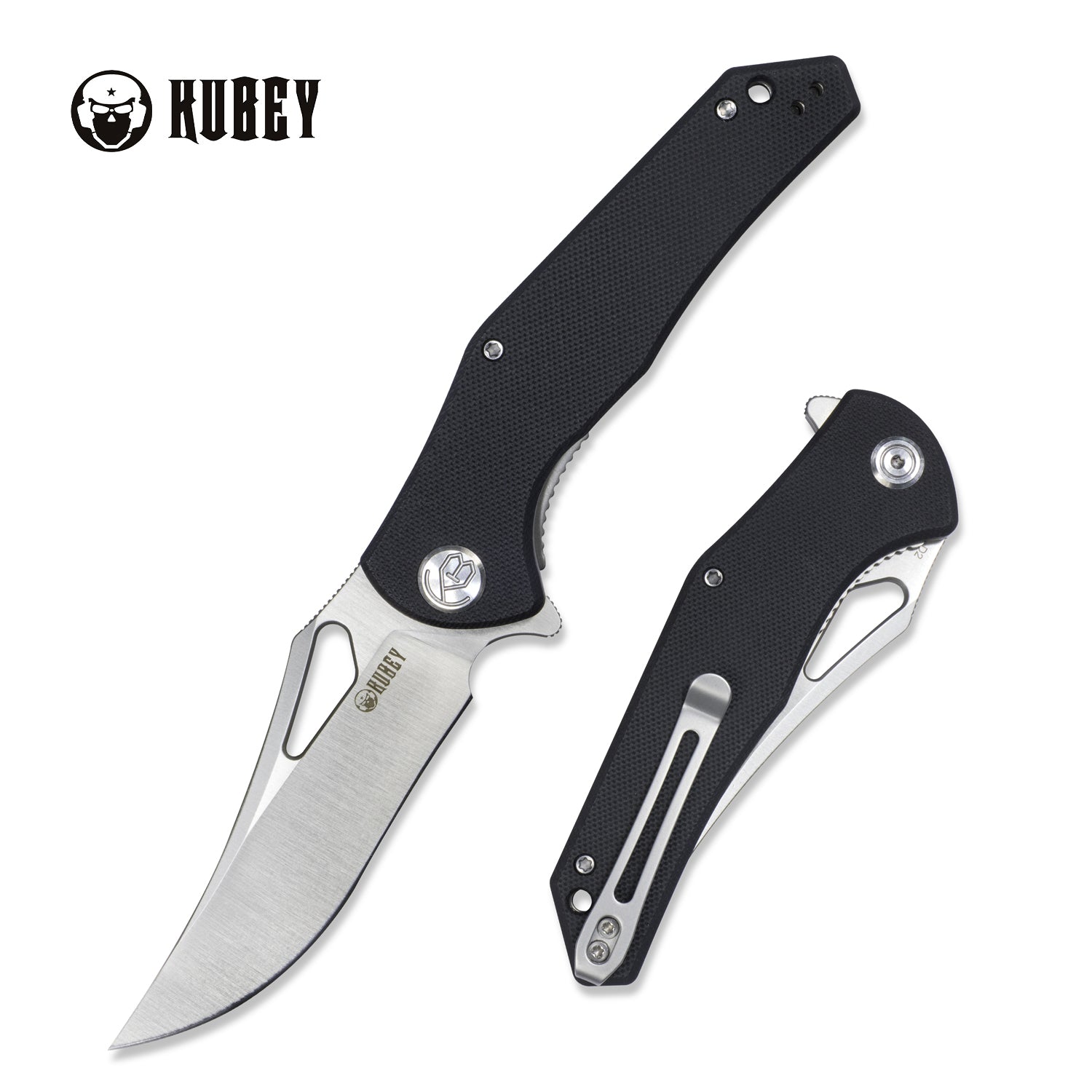 Kubey Phemius Klappmesser Folding Pocket Knife Black G10 Handle 3.66" Bead Blasted D2 KU149A