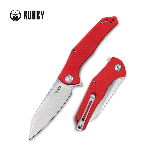 Kubey Flash Klappmesser Liner Lock Flipper Folding Knife Red G10 Handle 3.82" Satin D2 KU158D