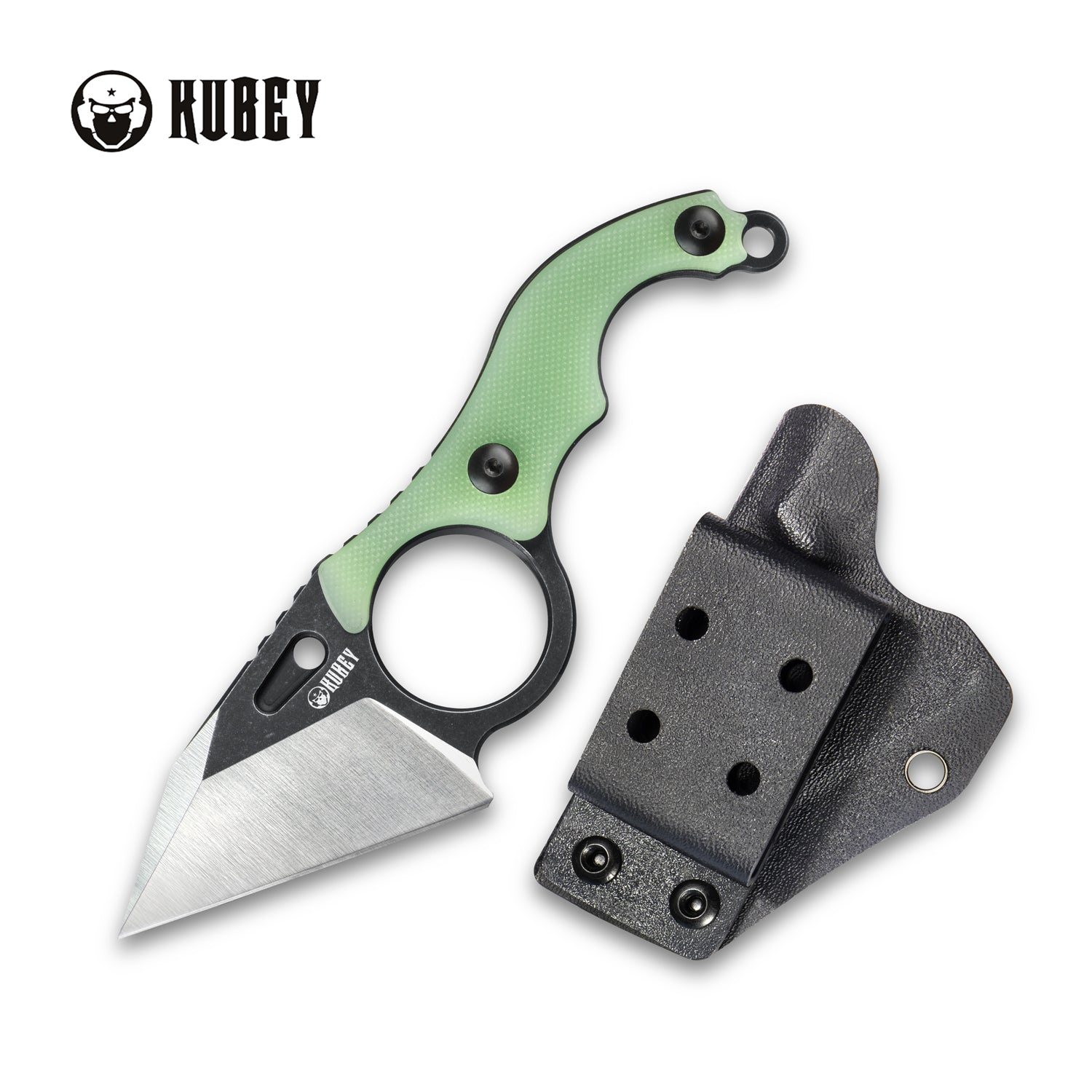 Hippocam EDC Fixed Blade Knife Jade G10 Handle 2.3" Satin D2 KU166B
