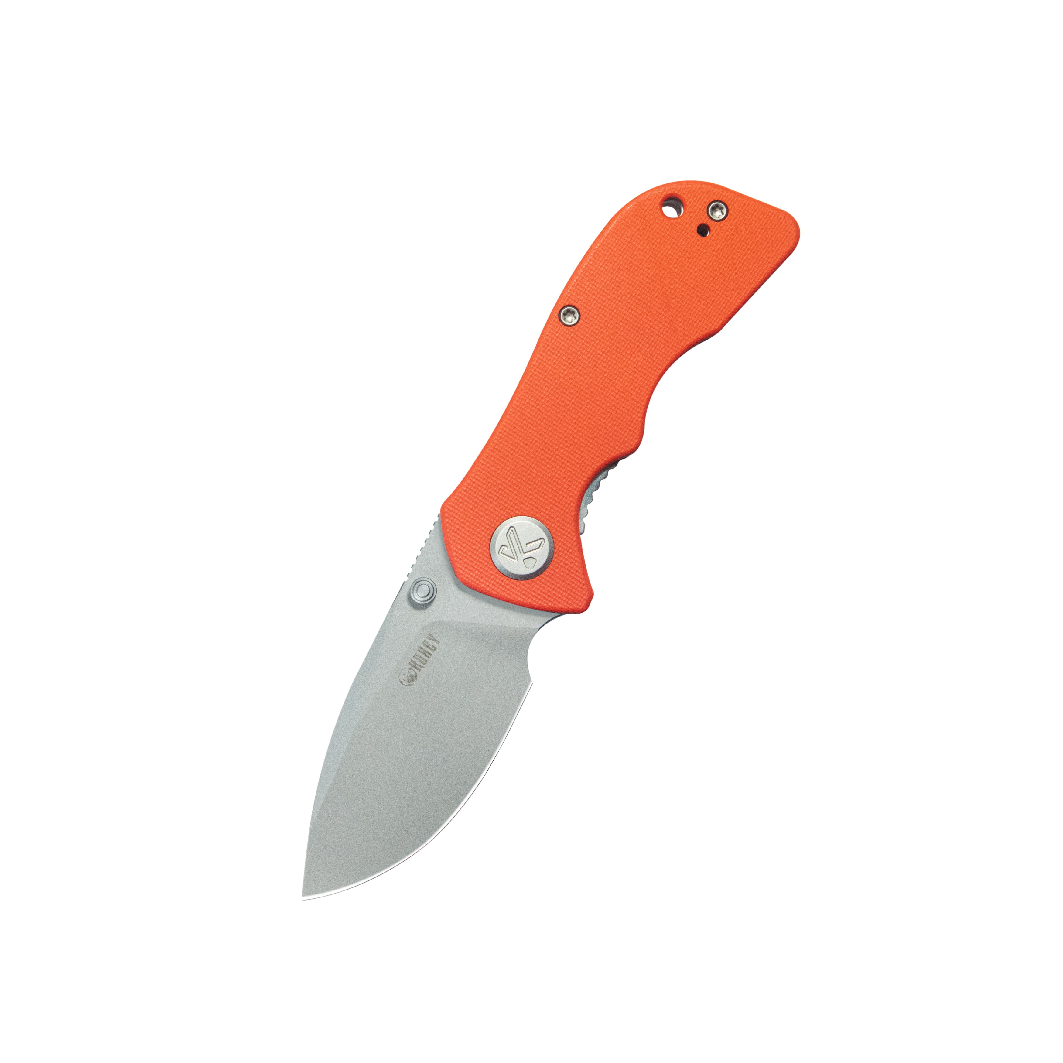 Kubey Karaji Liner Lock Dual Thumb Studs Open Folding Pocket Knife Orange G-10 Handle 2.56" Beadblast 14C28N KU180I