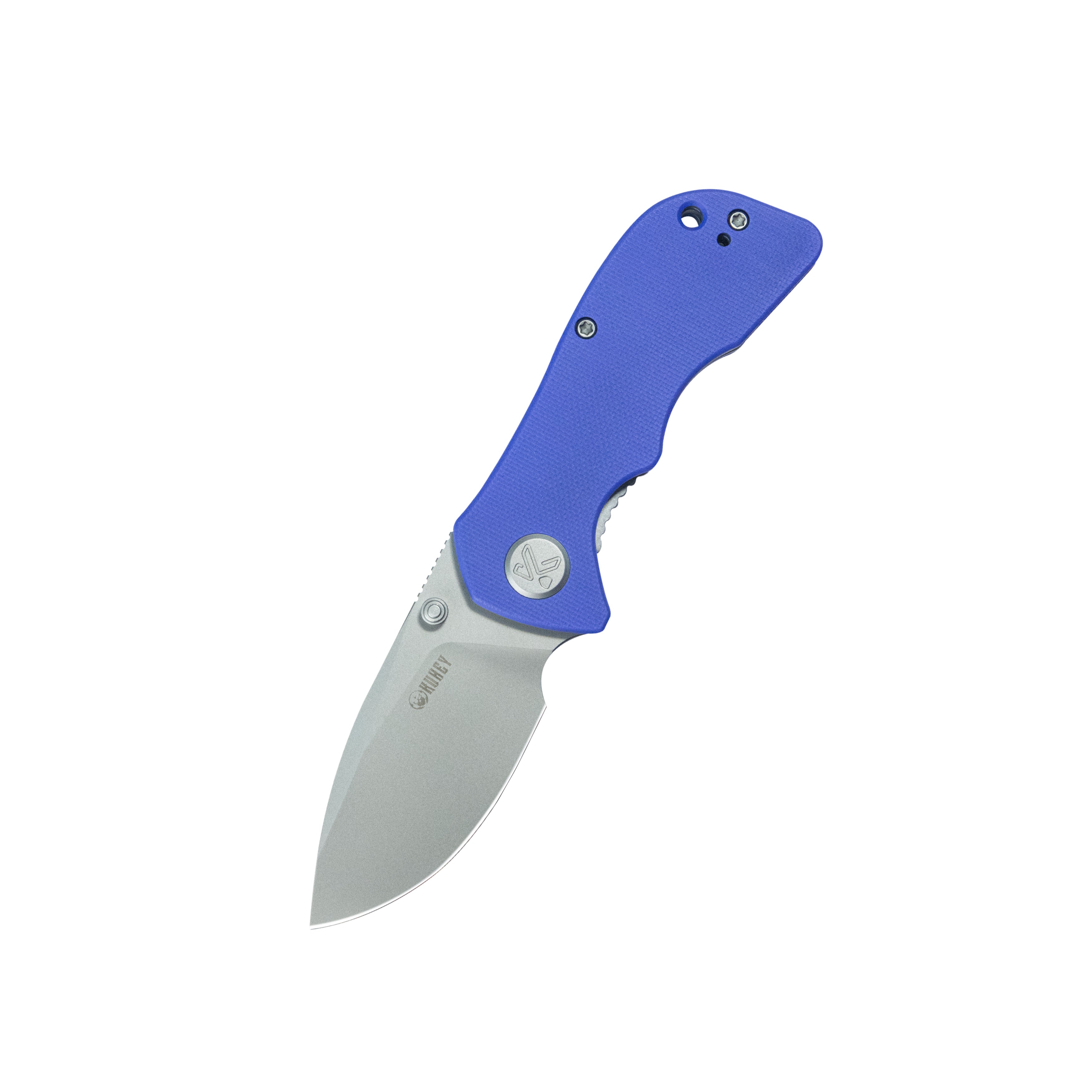 Kubey Karaji Liner Lock Dual Thumb Studs Open Folding Pocket Knife Blue G-10 Handle 2.56" Beadblast 14C28N KU180R