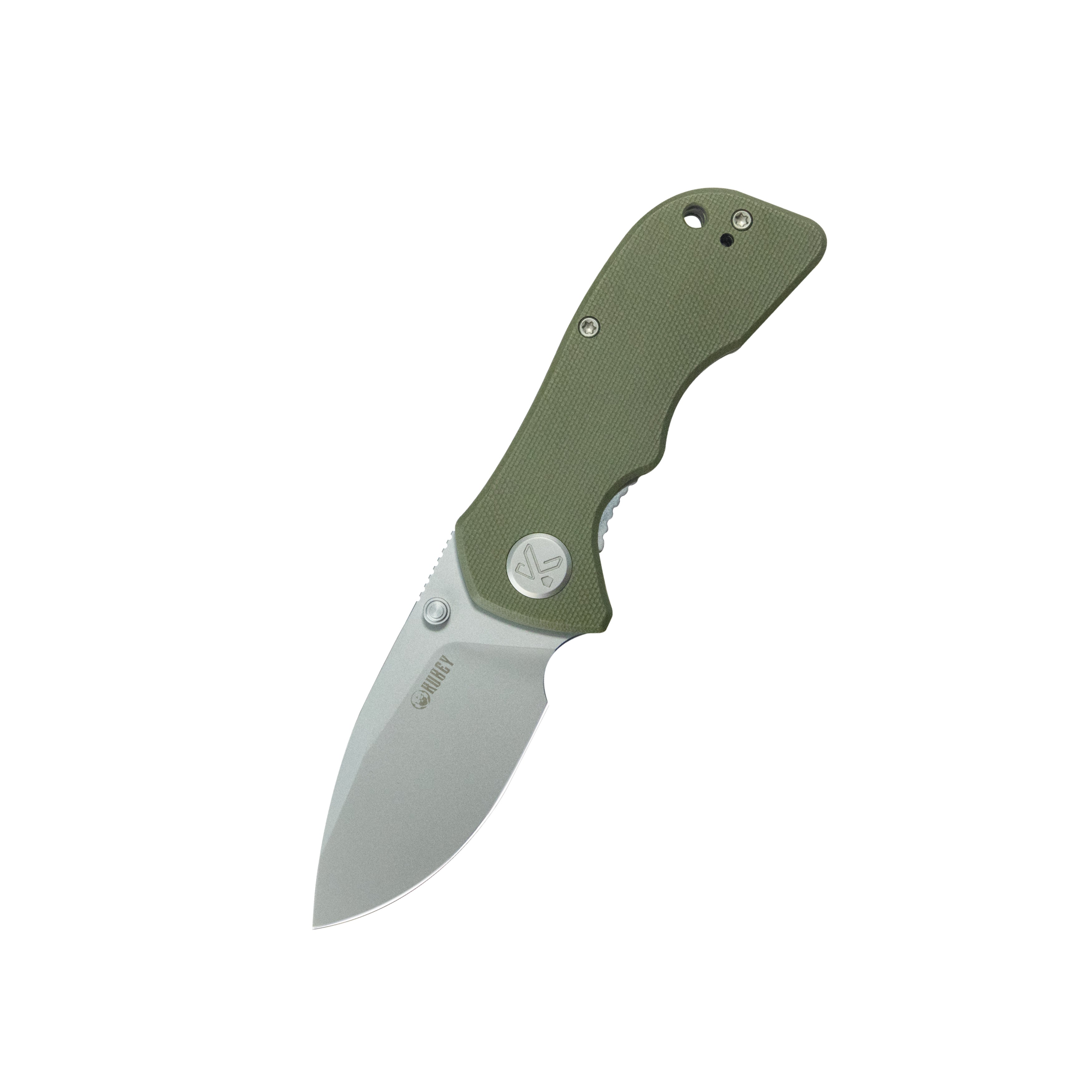 Kubey Karaji Liner Lock Dual Thumb Studs Open Folding Pocket Knife Green G-10 Handle 2.56" Beadblast 14C28N KU180S