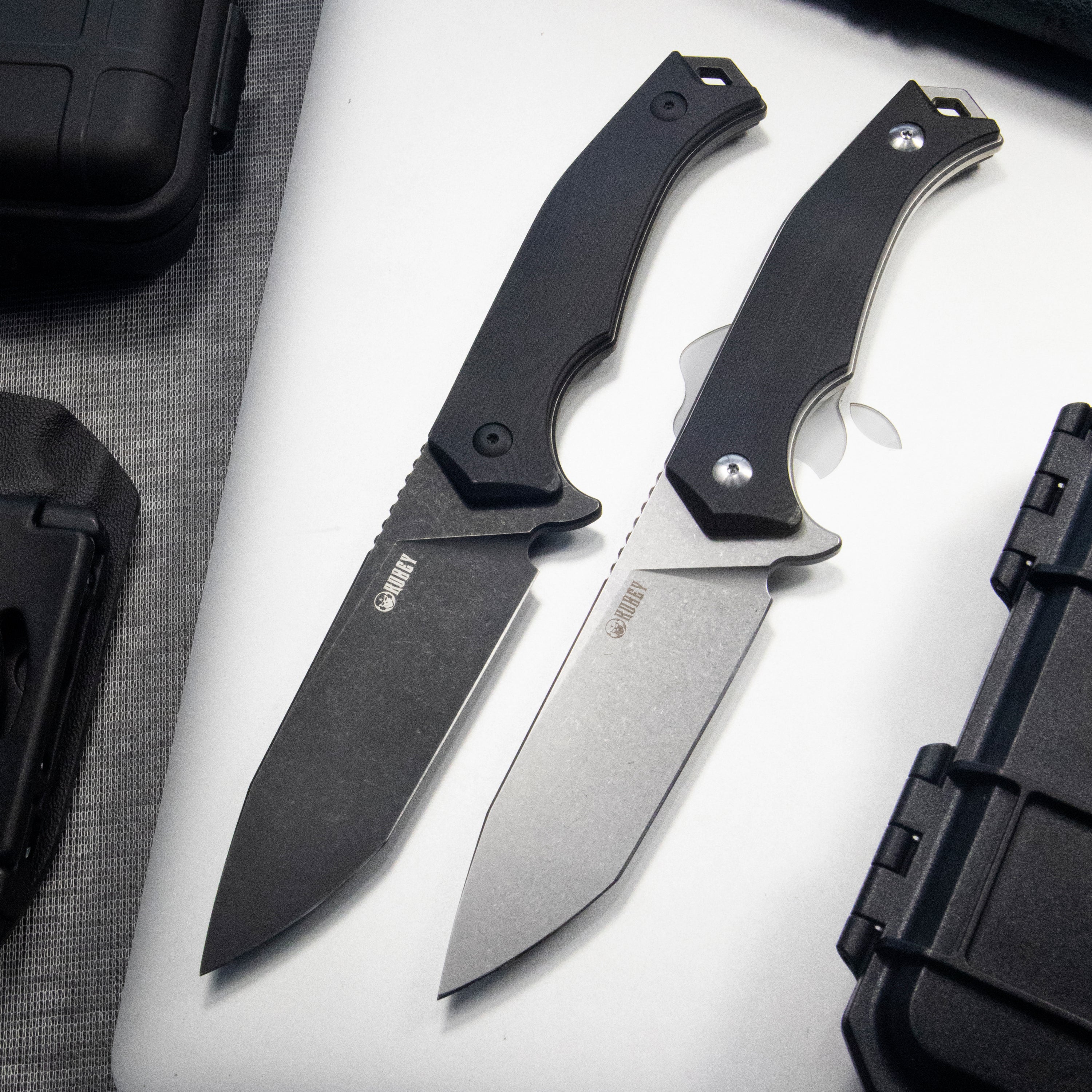 Swordfish Outdoor Fixed Blade Knife Black G10 Handle 4.1" Blackwash AUS-10 KU184F