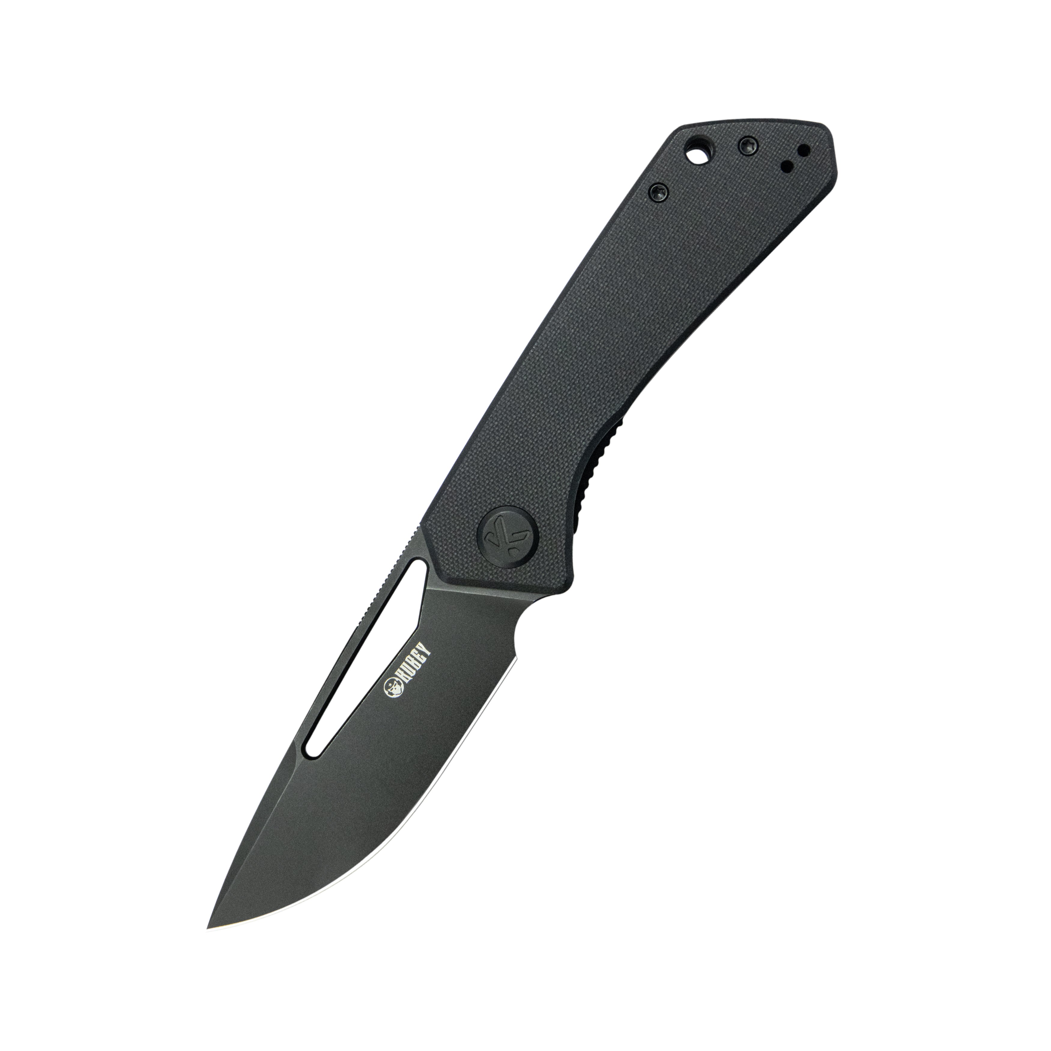 Kubey Thalia Front Flipper EDC Pocket Folding Knife Black G10 Handle 3.27" Blackwash 14C28N KU331S
