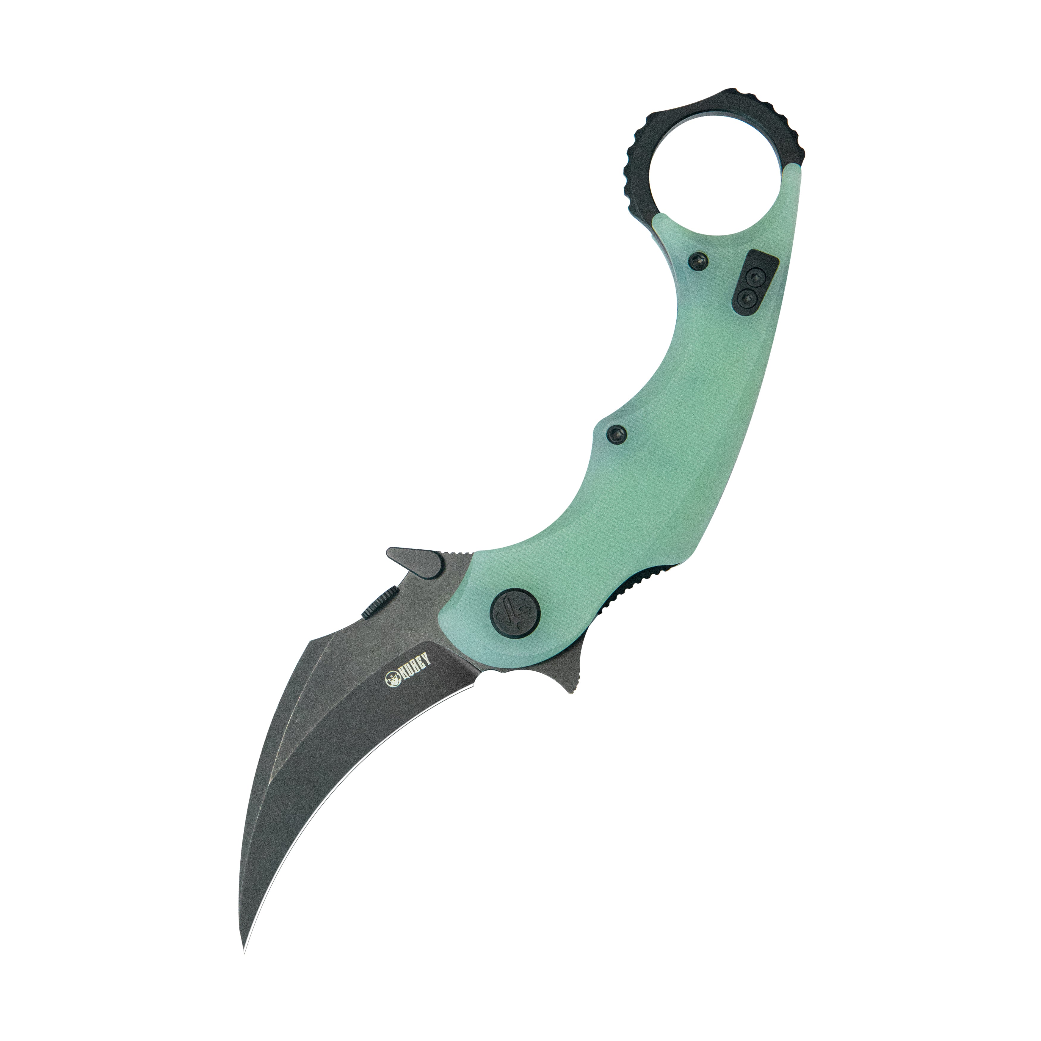 Rogue Recurve Karambit Folding Knife Jade G10 Handle 2.91" Blackwash 14C28N Blade KU298E