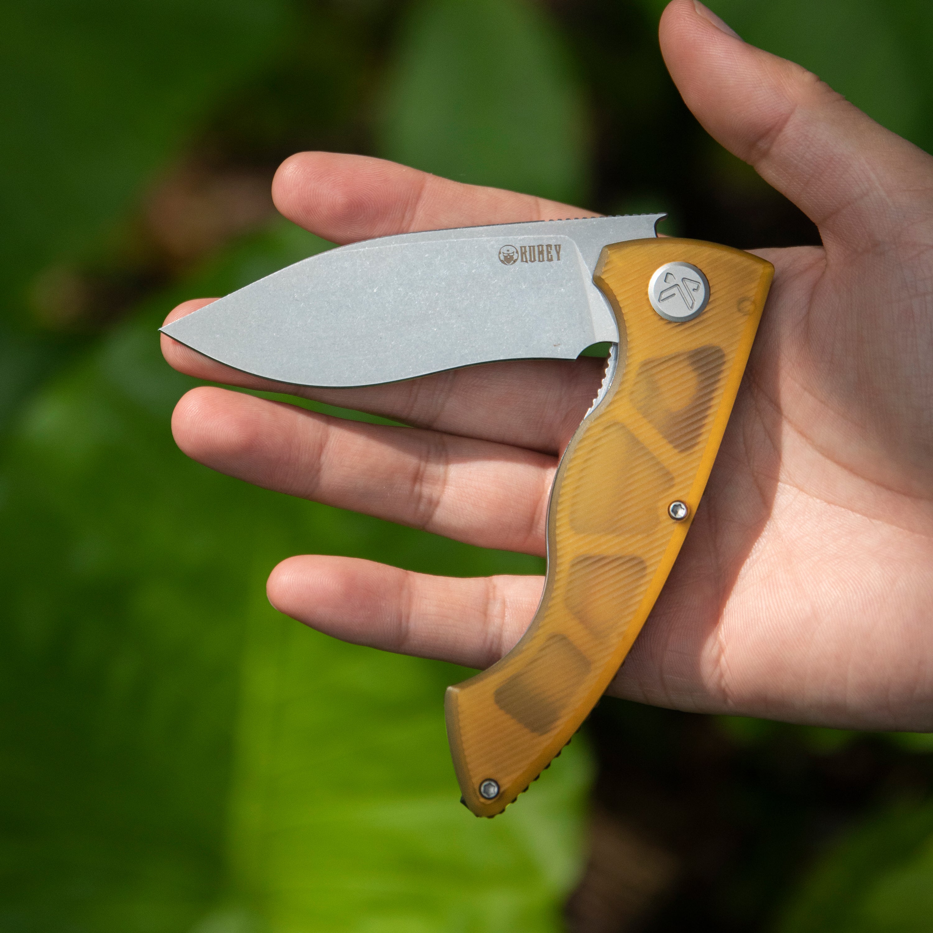 Kubey Timberwolf Flipper Outdoor Folding Knife Green G-10 Handle 3.46" Stonewash 14C28N Blade KU208F