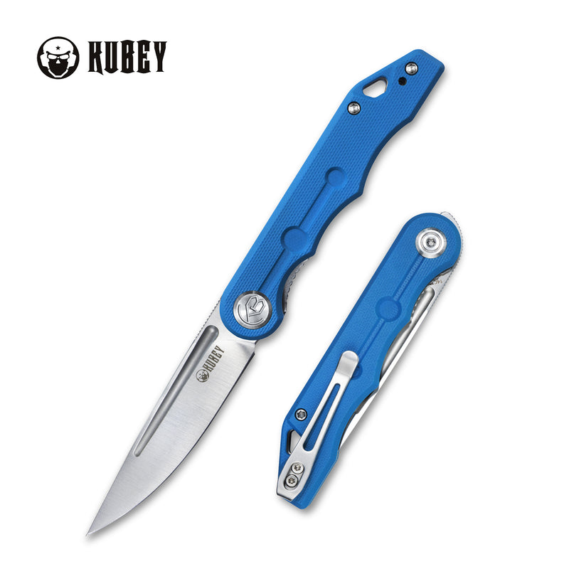 Mizo Liner Lock Front Flipper Folding Knife Blue G10 Handle 3.15" Satin 14C28N KU2101B