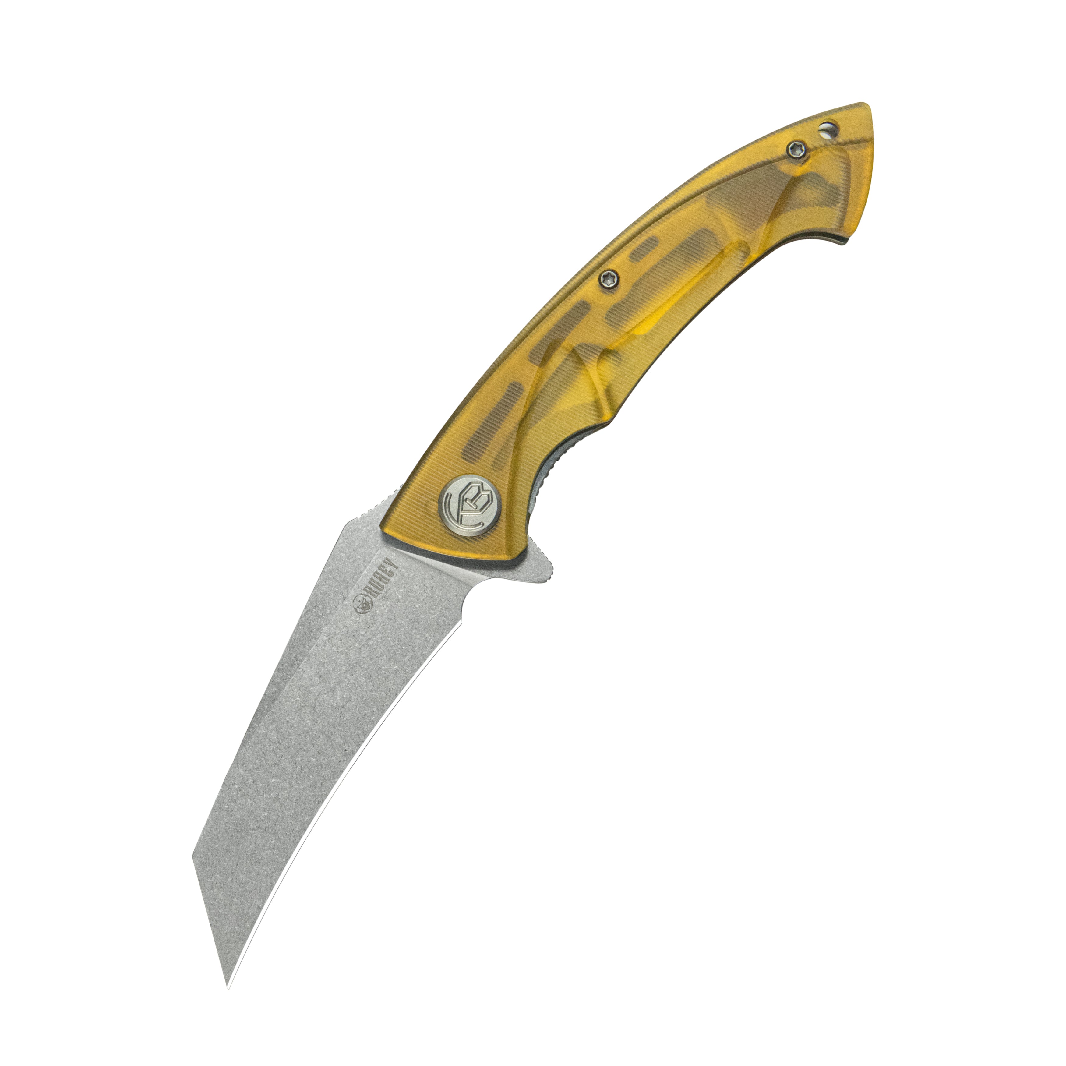 Kubey Anteater Liner Lock Folding Knife Ultem Handle 3.42" Sandblast 14C28N Blade KU212L