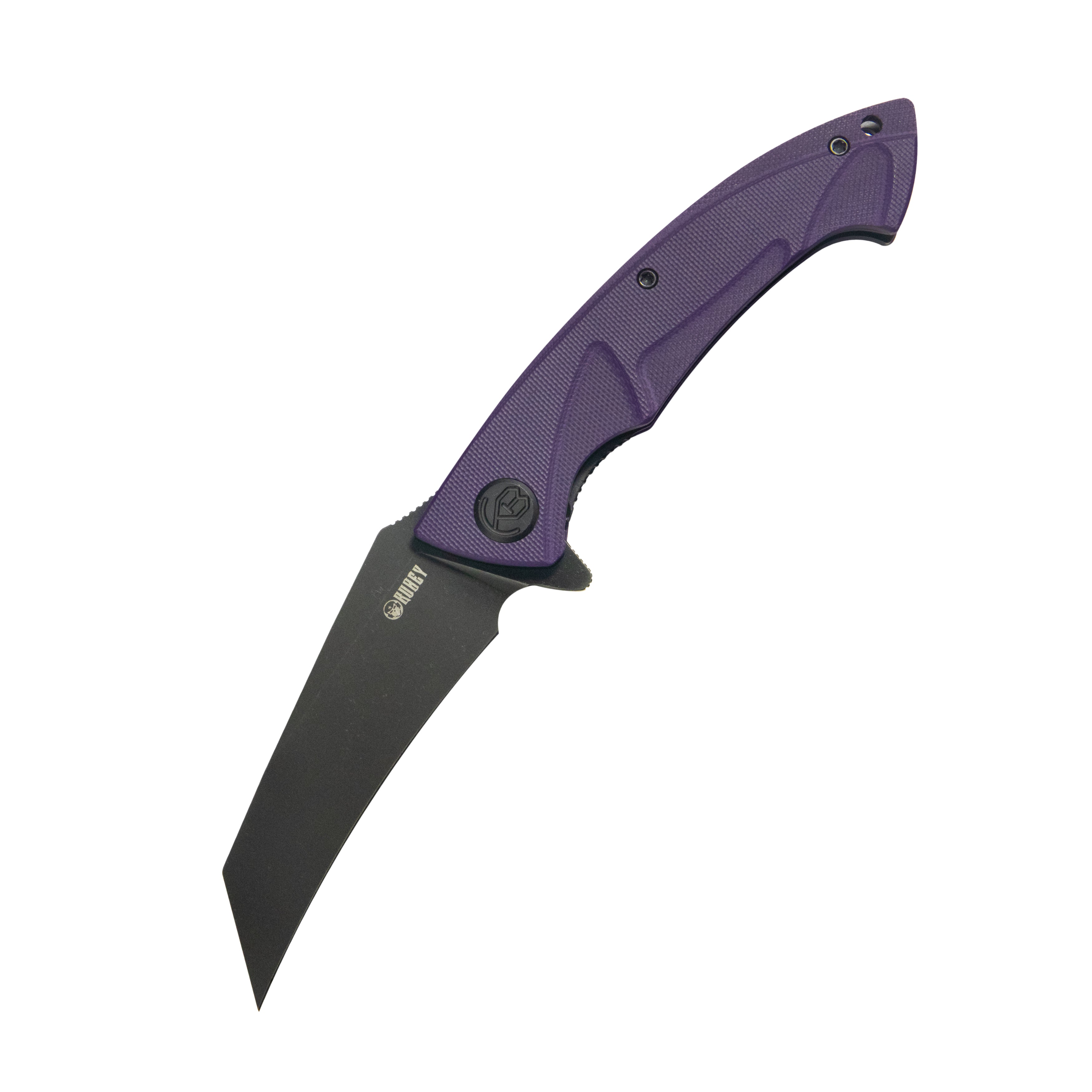 Kubey Anteater Liner Lock Folding Knife Purple G10 Handle 3.42" Blackwash 14C28N Blade KU212M