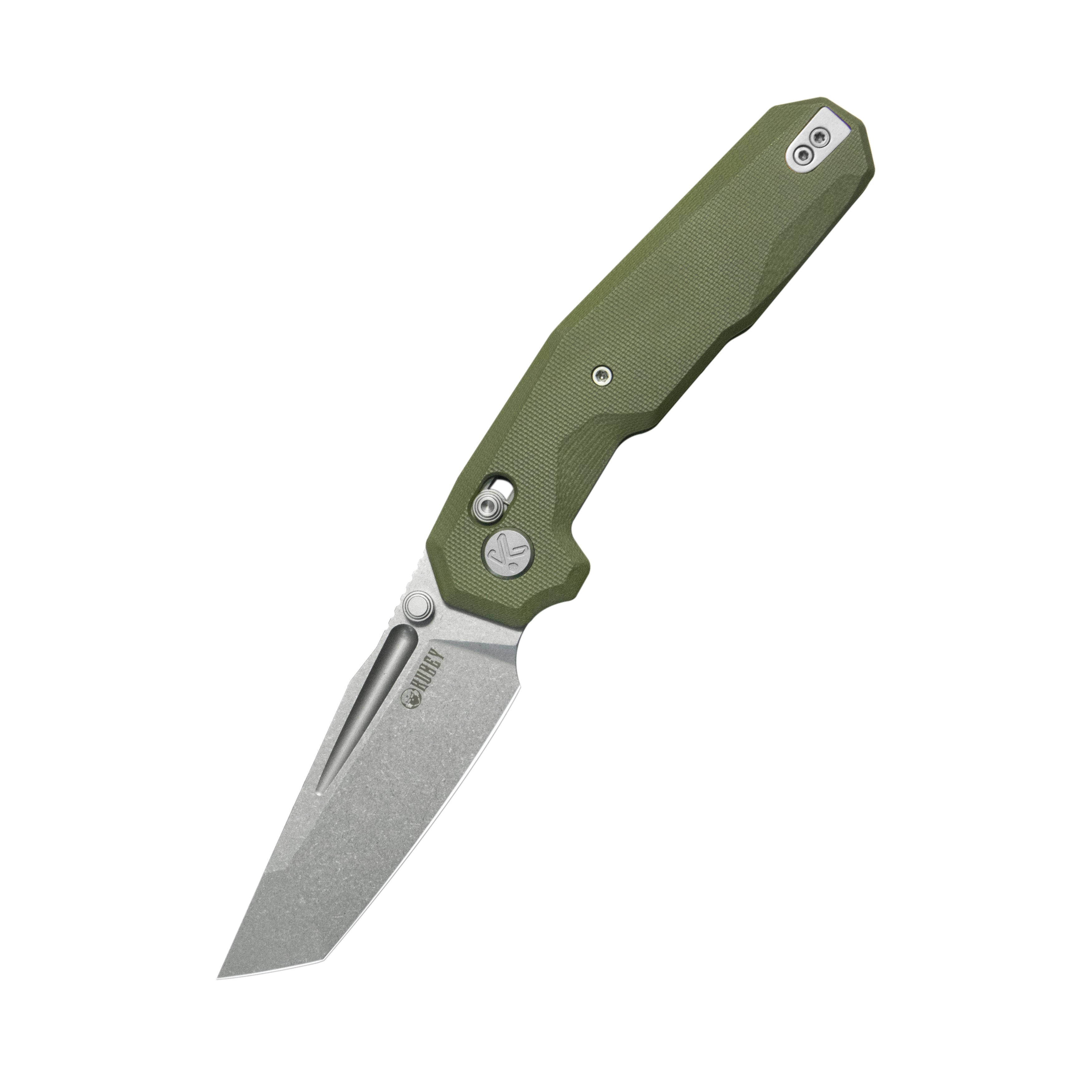 Kubey Carve Crossbar Lock Tactical Folding Knife Green G10 Handle 3.27'' Beadblast 14C28N Blade KU237B