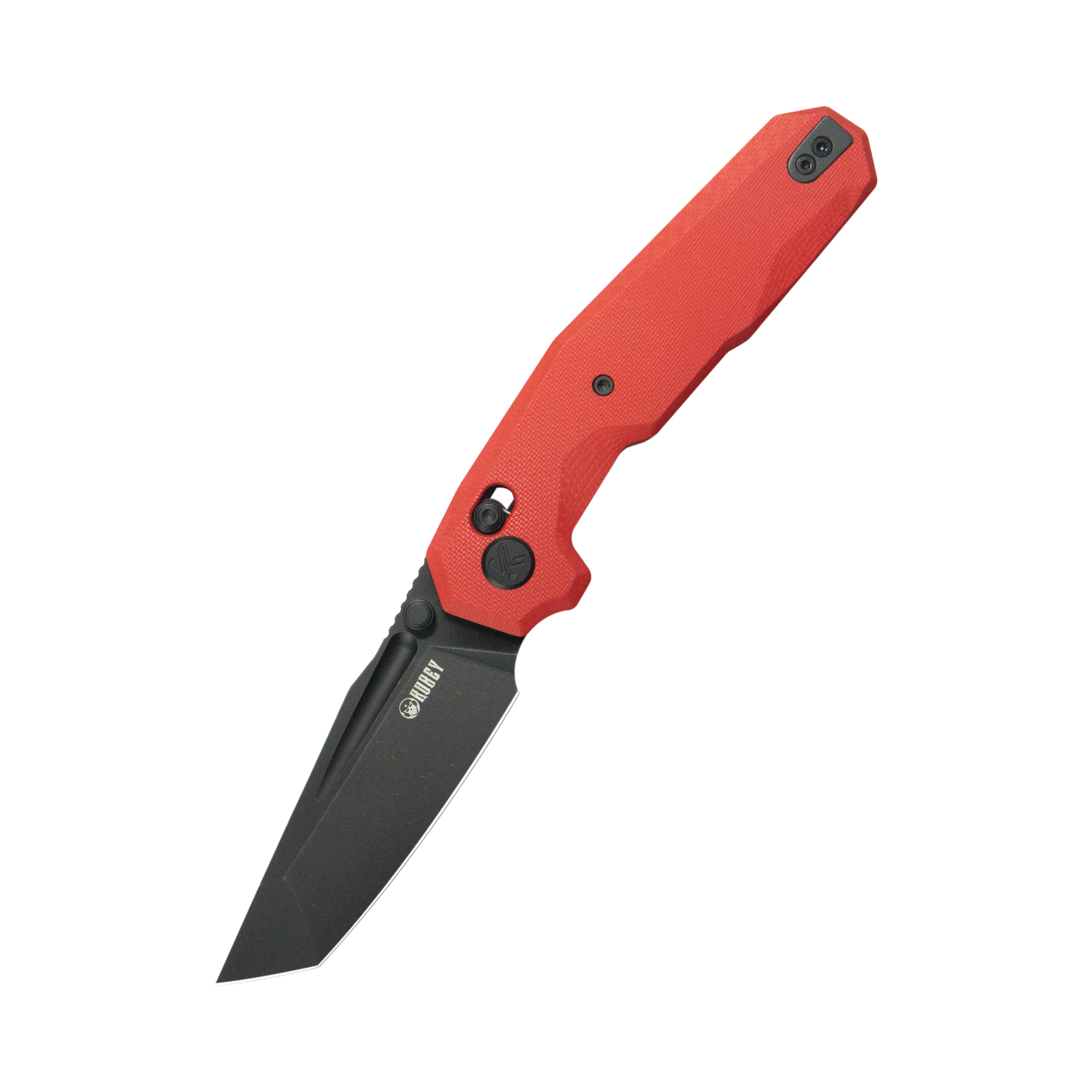 Kubey Carve Crossbar Lock Tactical Folding Knife Red G10 Handle 3.27'' Blackwash 14C28N Blade KU237D