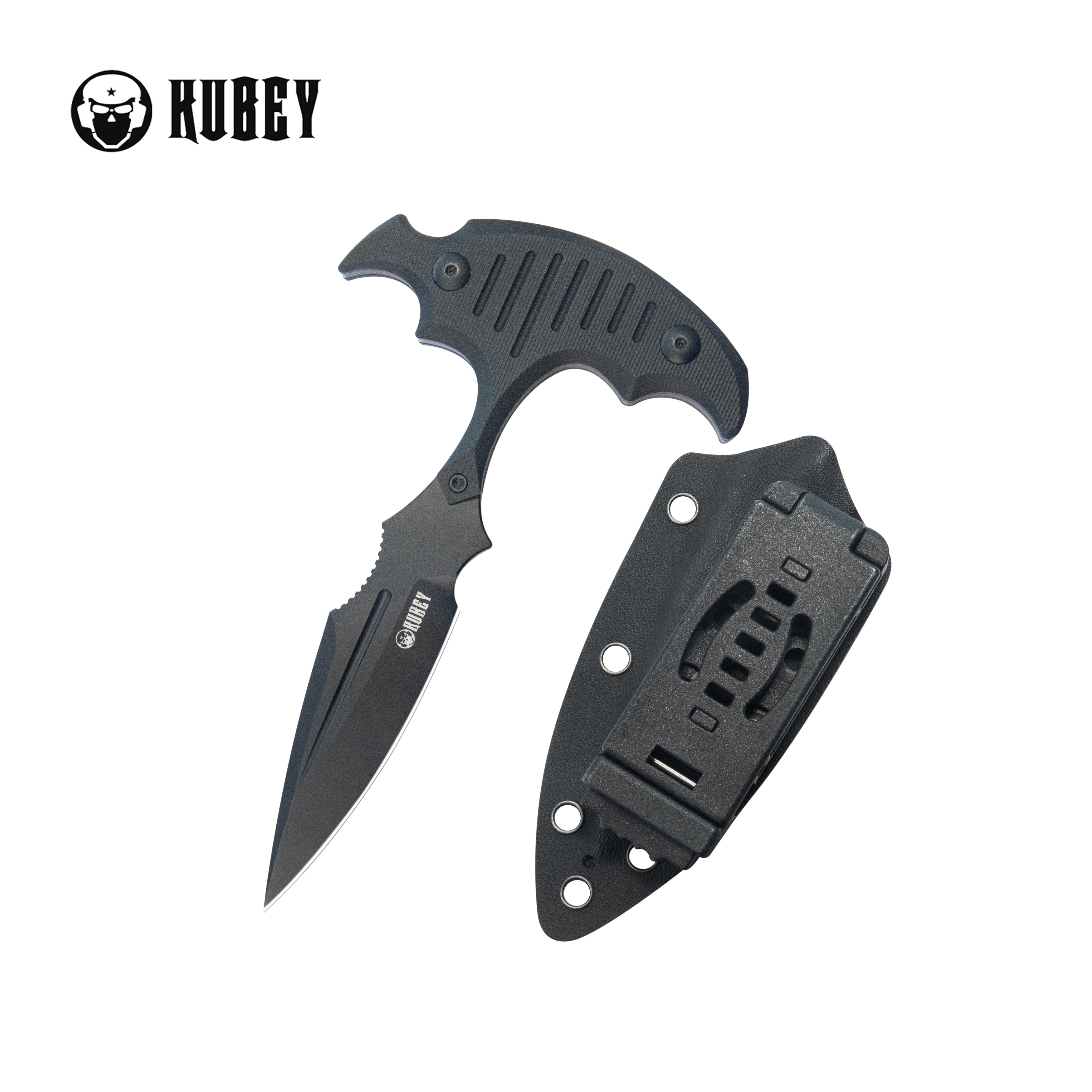 Medusa Push Dagger Fixed Blade Outdoor Knives w/ Kydex Sheath Black G-10 Black Coating 14C28N KU242C