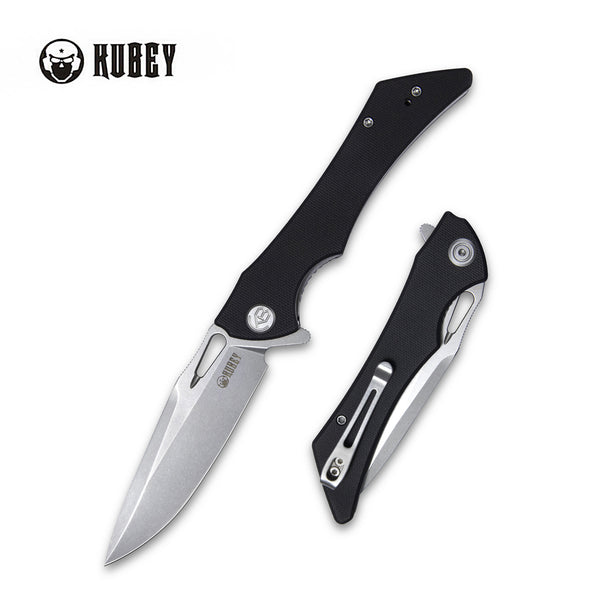 Raven Liner Lock Flipper Knife Black G10 Handle 3.5" Bead Blasted AUS-10 KB245D