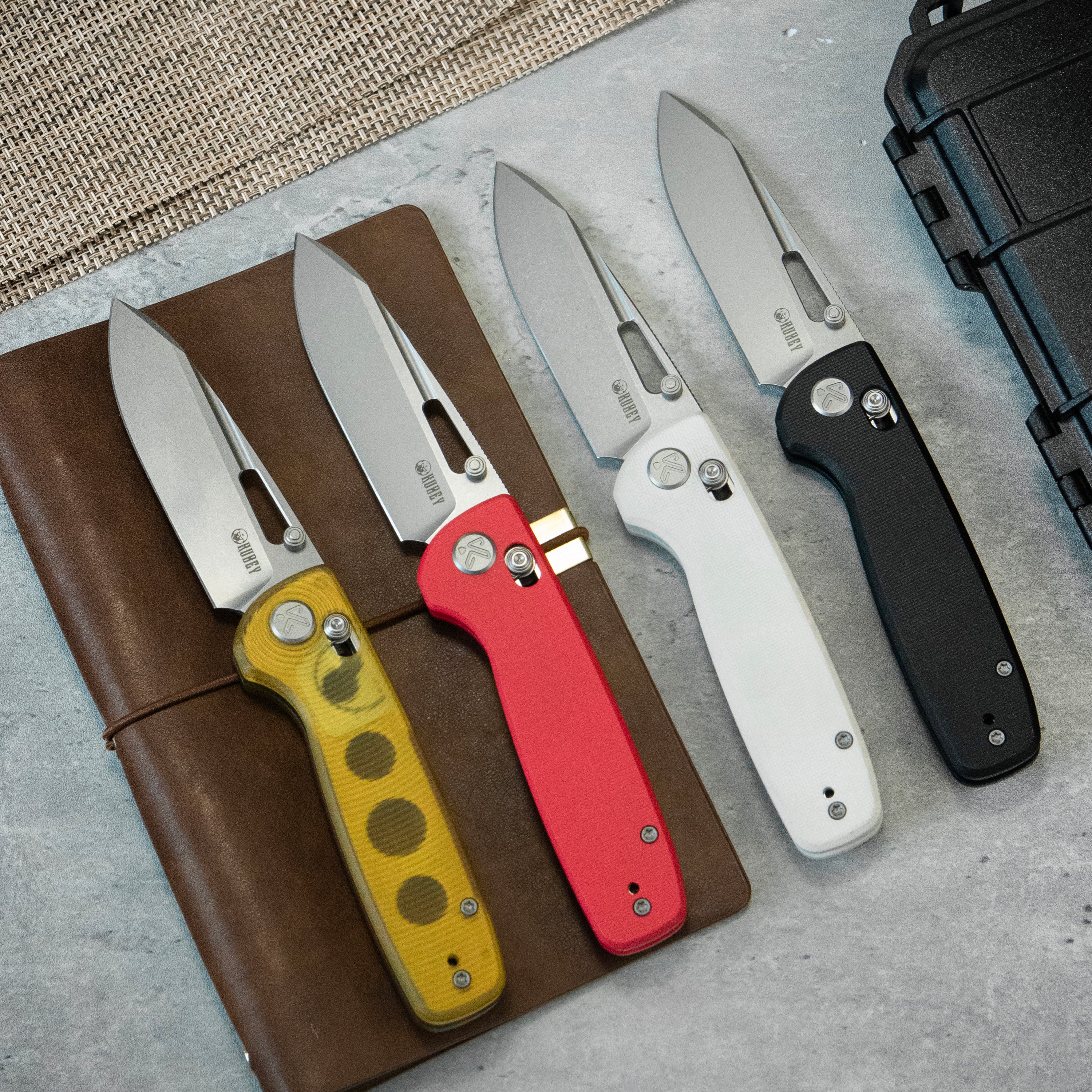 Kubey Bluff Axis lock Everyday Carry Folding Knife Red G10  Handle 3.19" Sandblast 14C28N KU248H