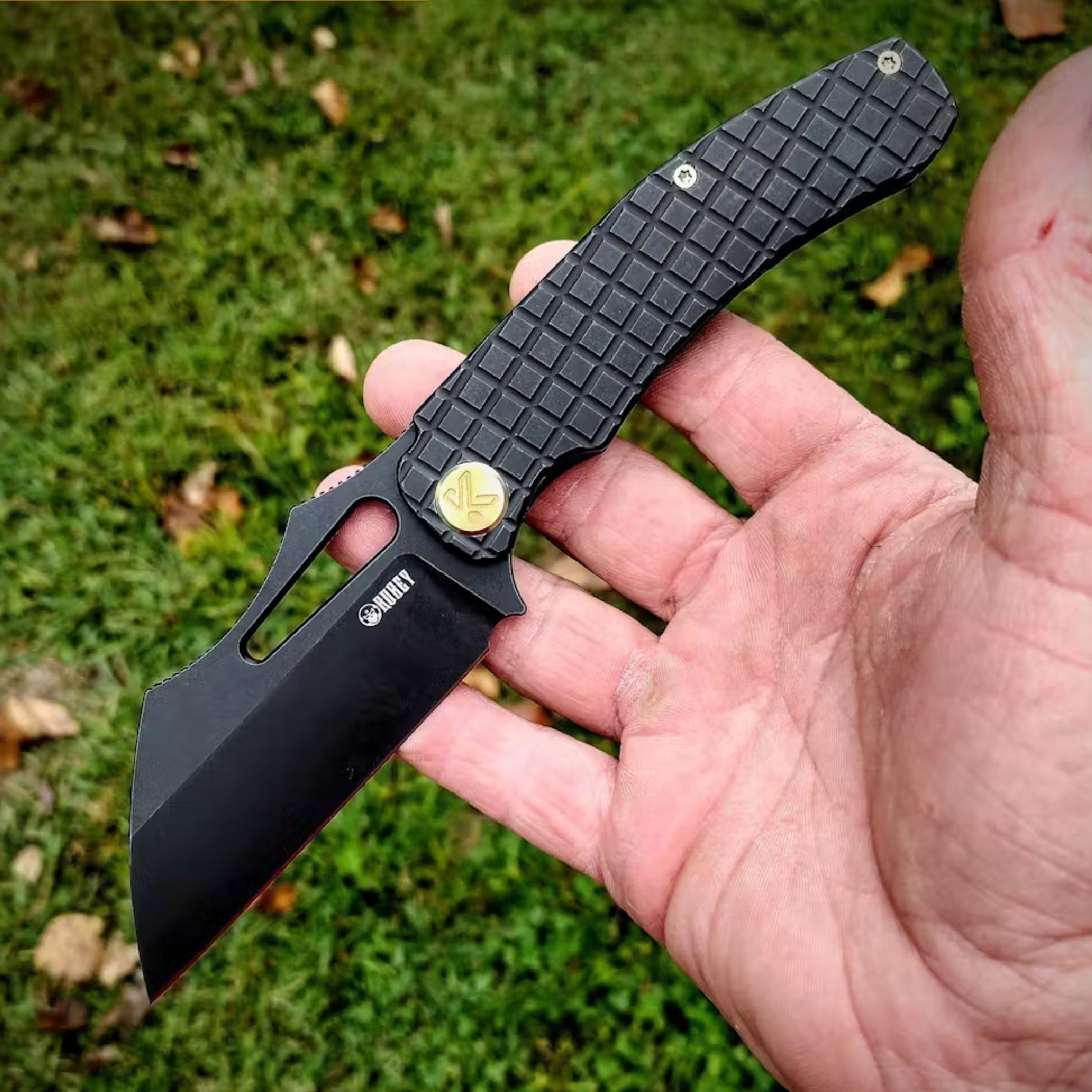 Kubey Sylow Folding Pocket Knife Black Darkwash Titanium Handle 3.46" Blackwash 14C28N Blade KU260D