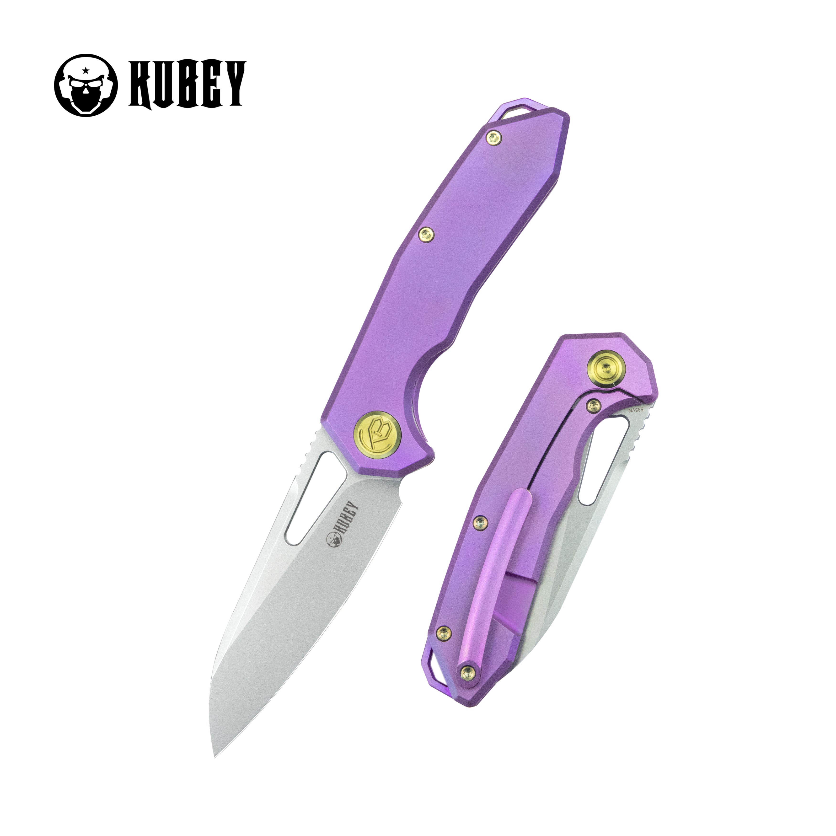 Vagrant Frame Lock Folding Pocket Knife Purple 6AL4V Titanium Handle 2.95" Bead Blasted CPM-S35VN KB284D