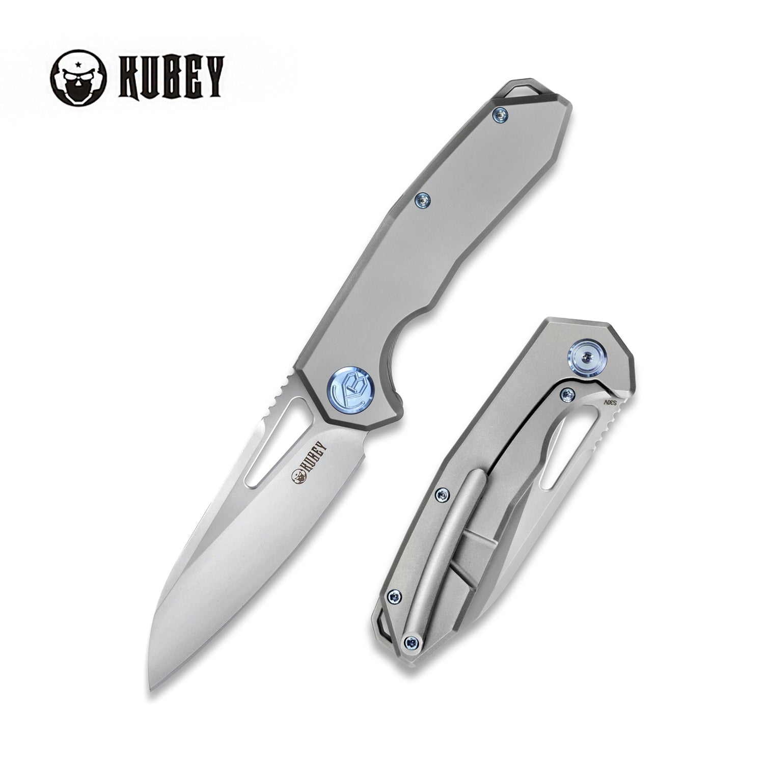 Vagrant Frame Lock Folding Knife Grey Titanium Handle (2.9" Sandblast CPM-S30V) KB284A