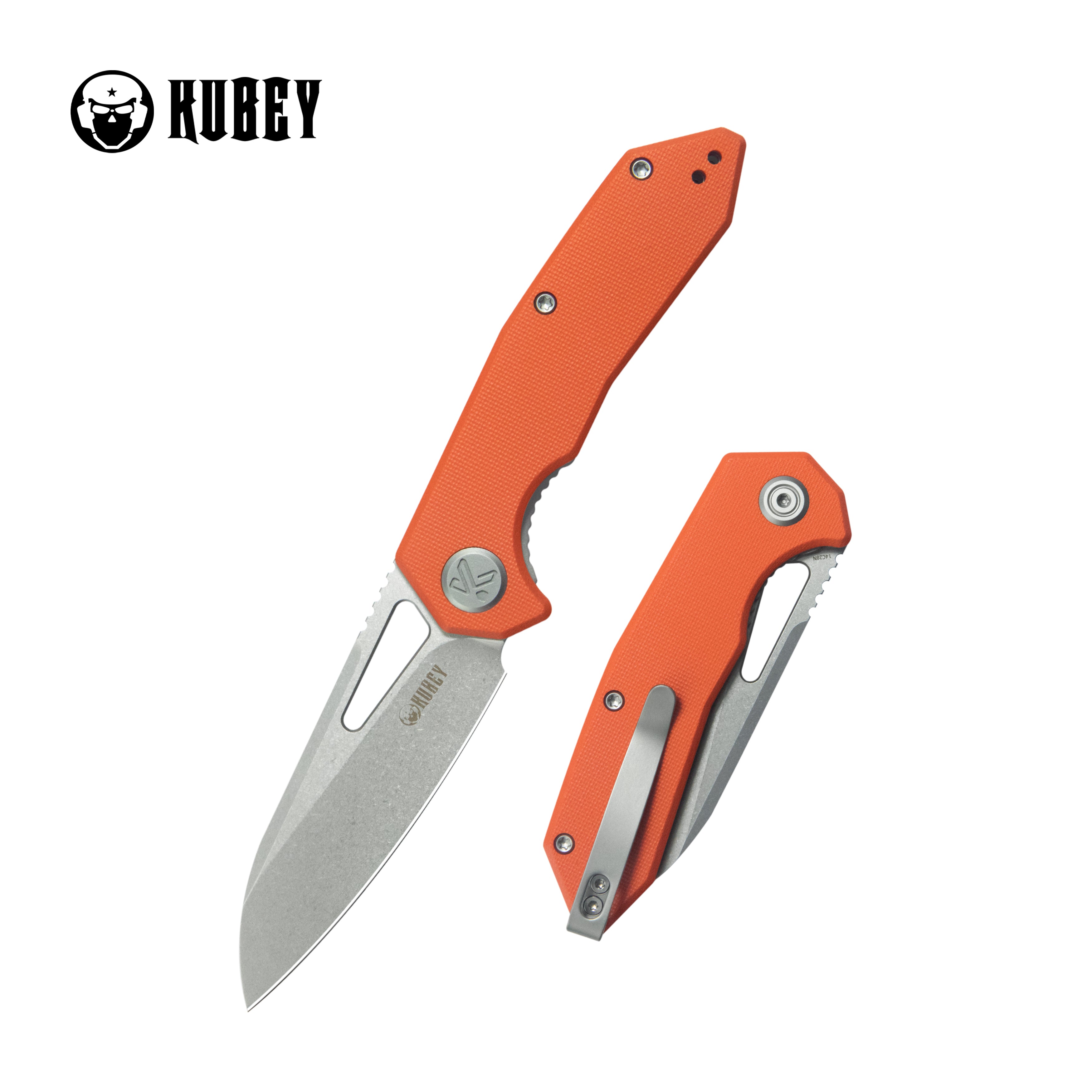 Kubey Vagrant Liner Lock Folding Knife Orange G10 Handle 3.1" Sandblast 14C28N KU291L