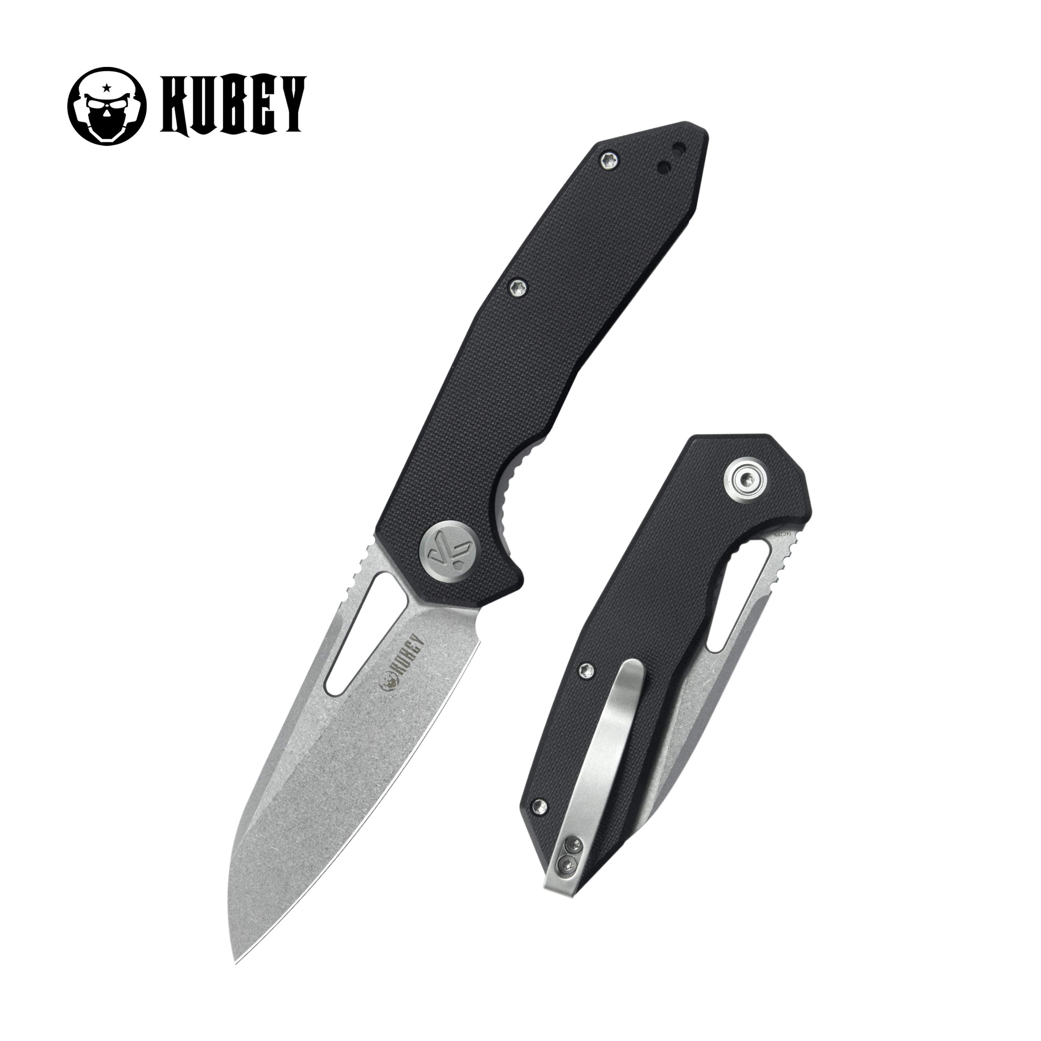 KubeyVagrant Liner Lock Folding Knife Black G10 Handle 3.1" Sandblast 14C28N KU291N