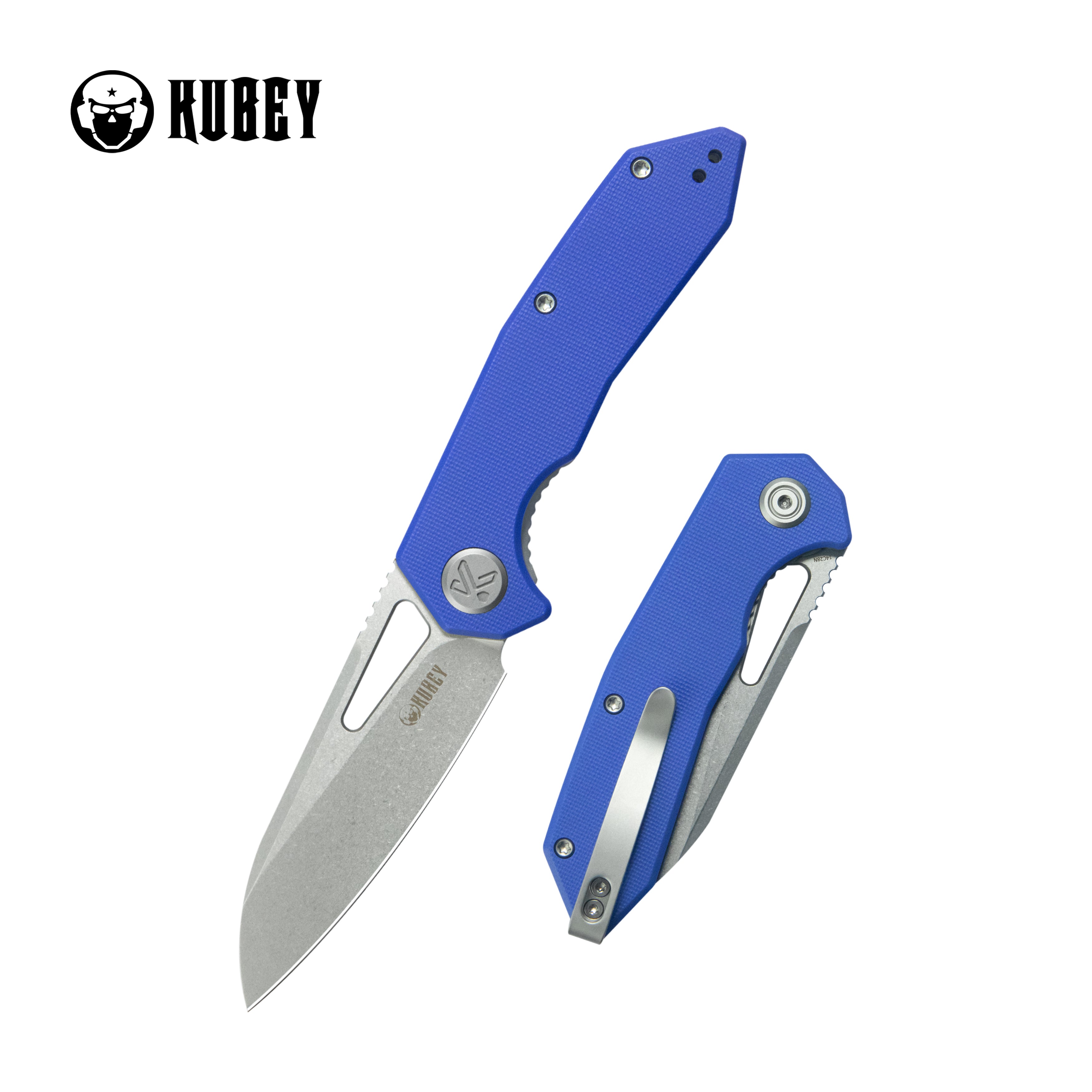Kubey Vagrant Liner Lock Folding Knife Blue G10 Handle 3.1" Sandblast 14C28N KU291P