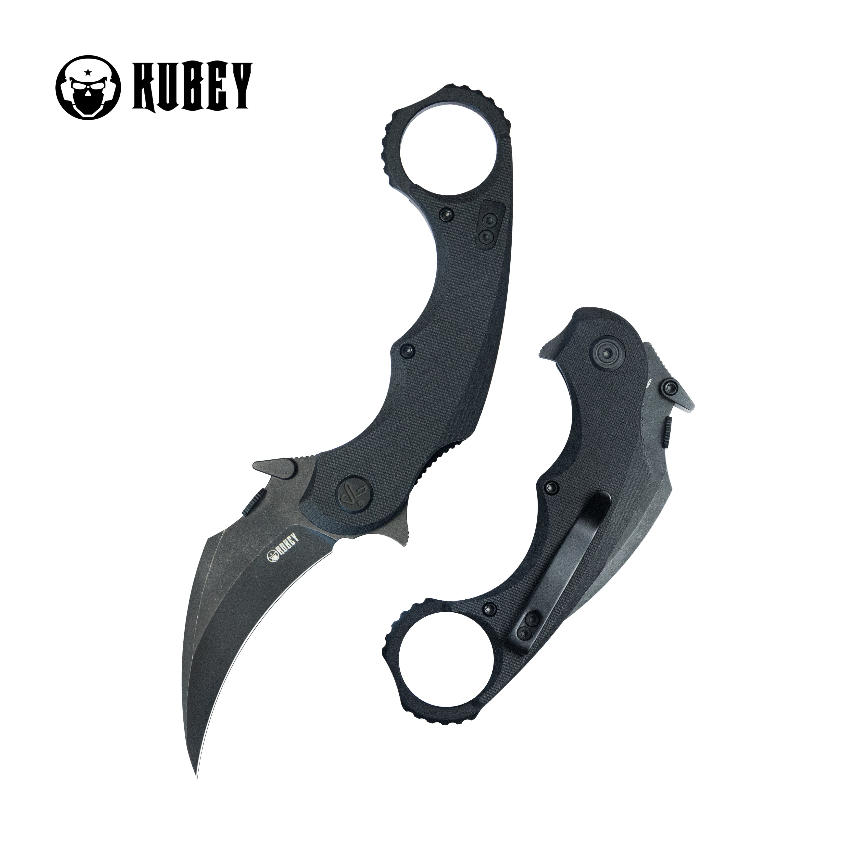 Rogue Recurve Karambit Folding Knife Black G10 Handle 2.91" Blackwash 14C28N Blade KU298B