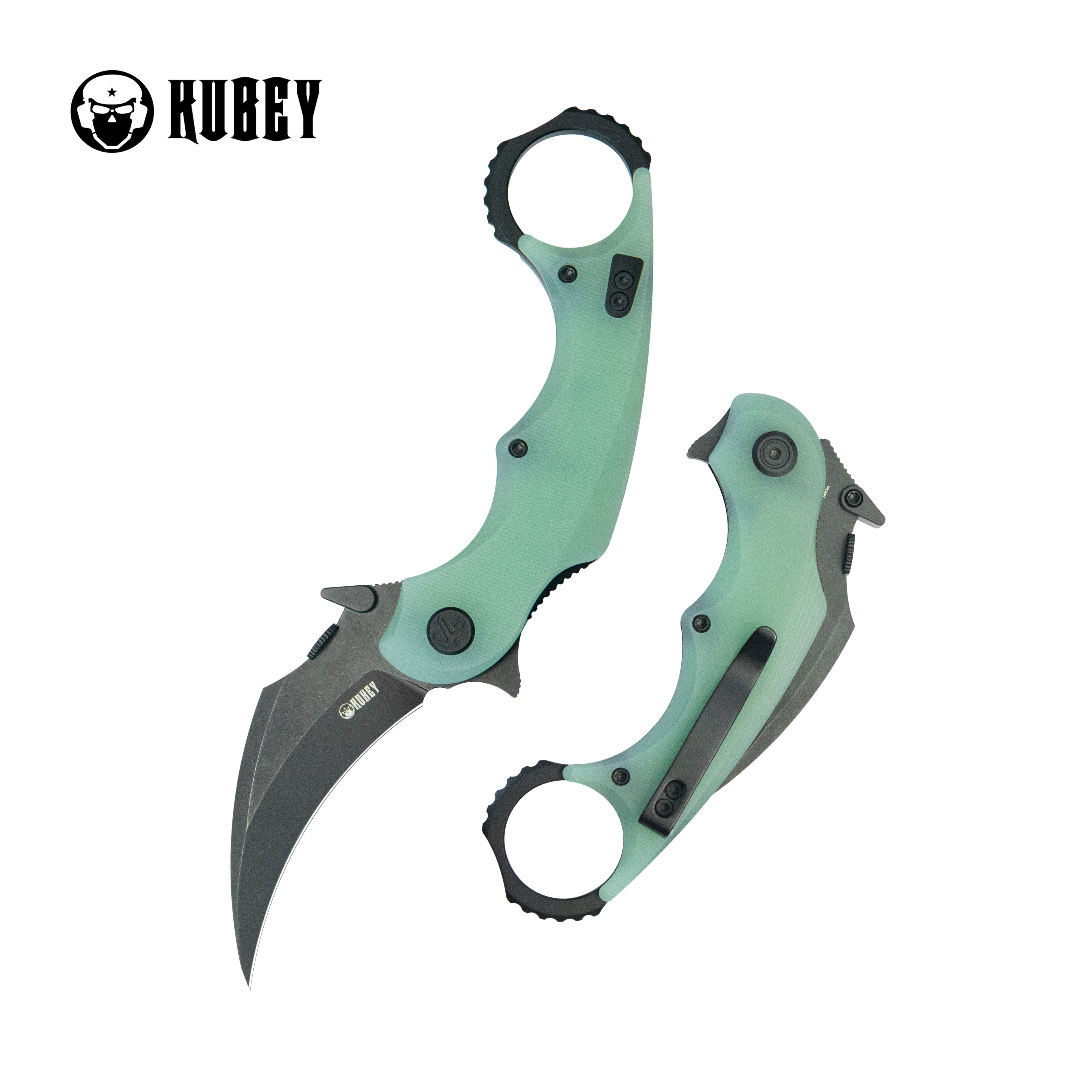 Rogue Pikal Karambit Folding Knife Jade G10 Handle 2.91" Blackwash 14C28N Blade KU298E