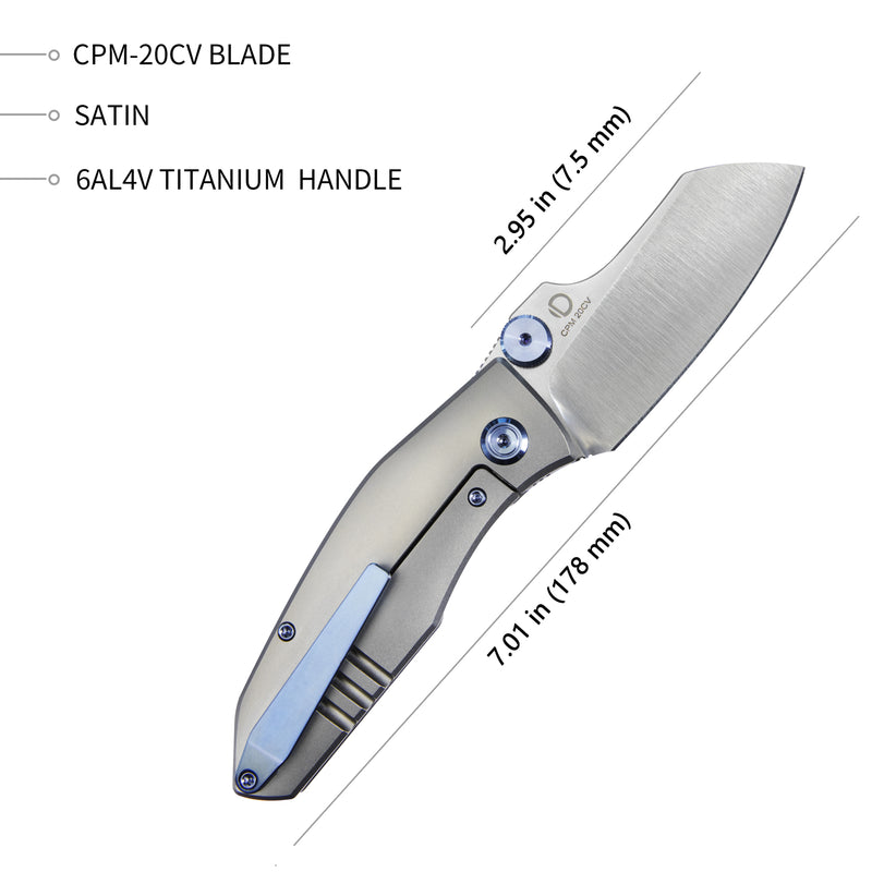 Monsterdog Frame Lock Dual Thumb Studs Folding Knife Titanium Handle 2.95" Satin 20CV KB285A