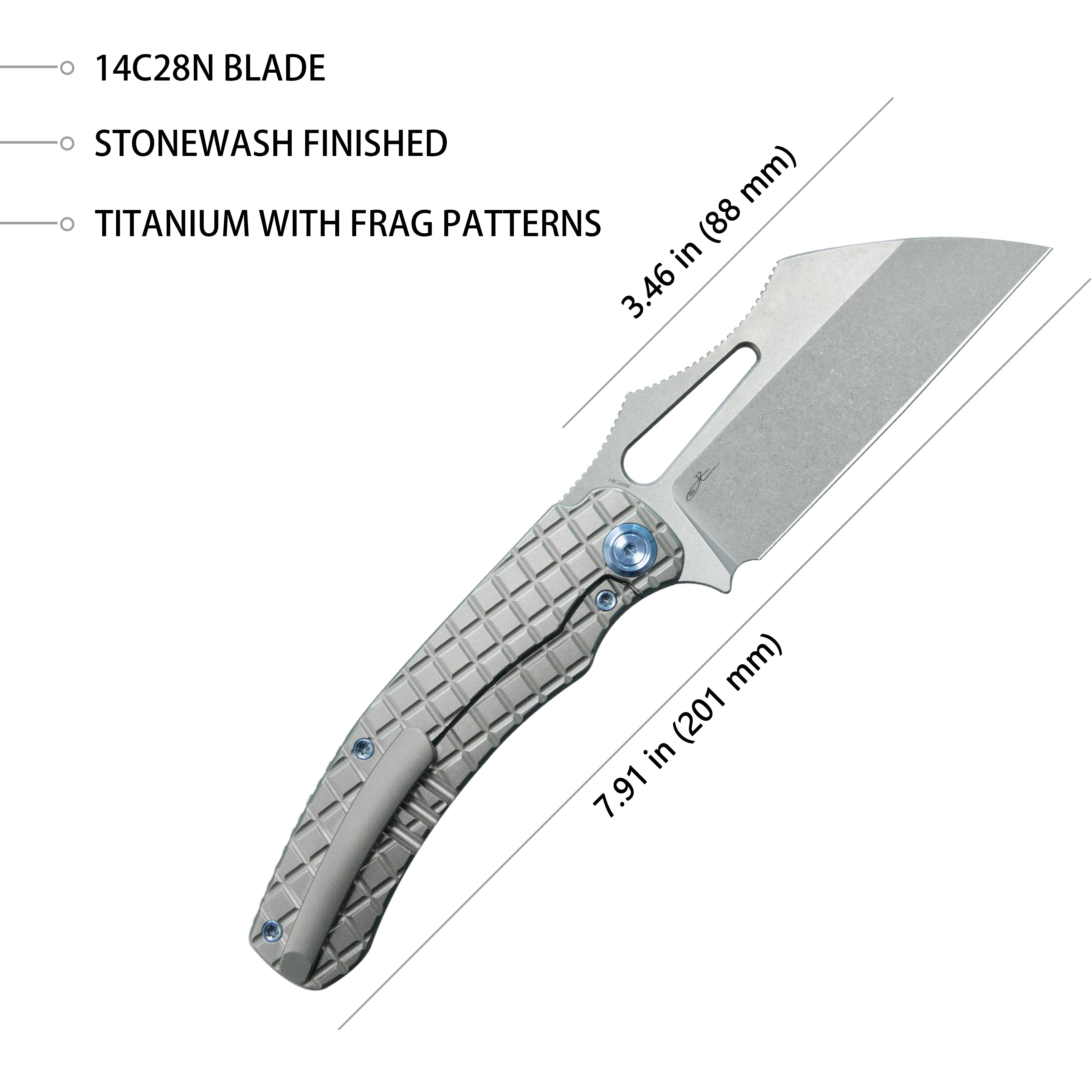 Kubey Sylow Folding Pocket Knife Grey Titanium Handle 3.46" Stonewash 14C28N Blade KU260A